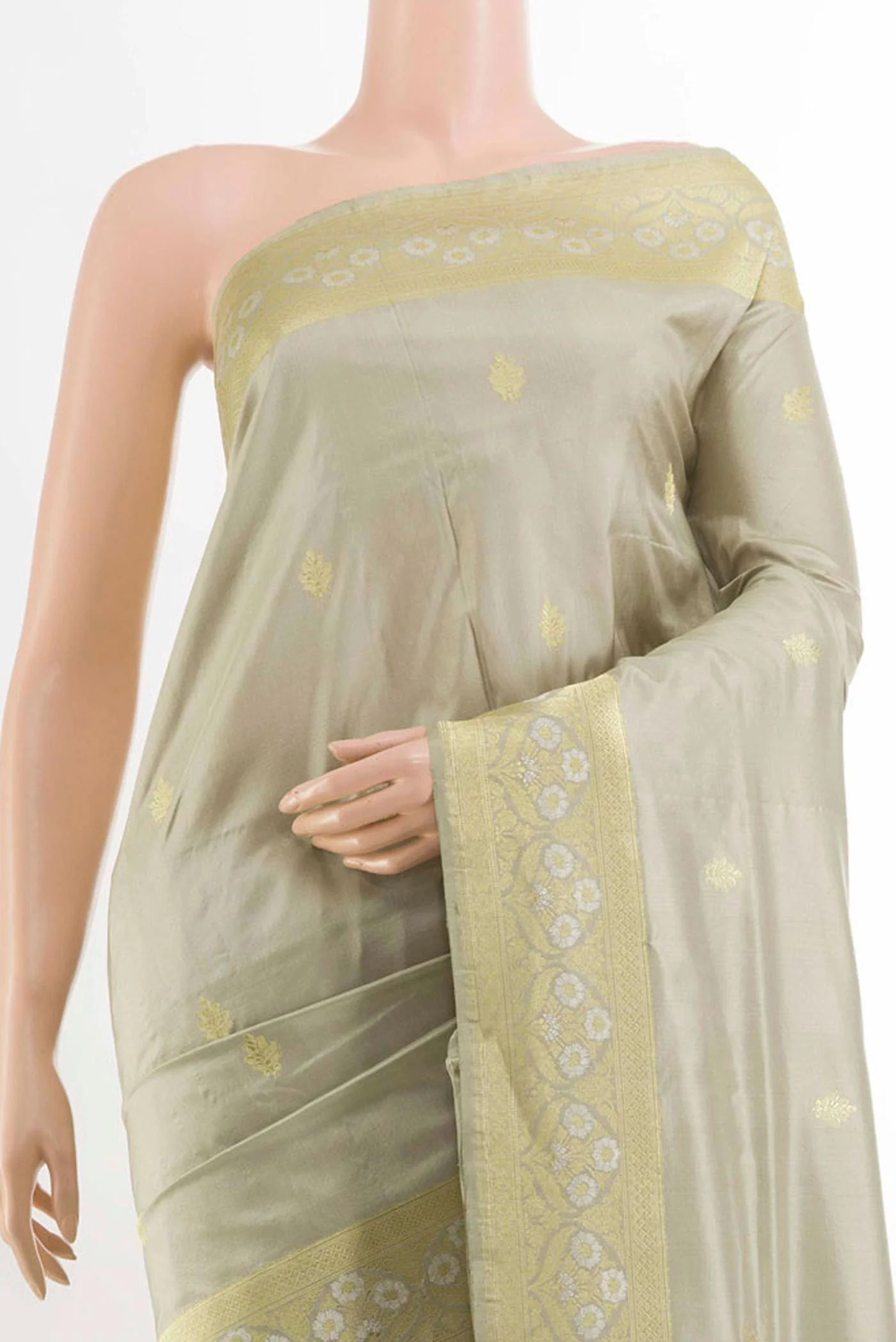 Grey Banarasi Silk Saree - Image 2