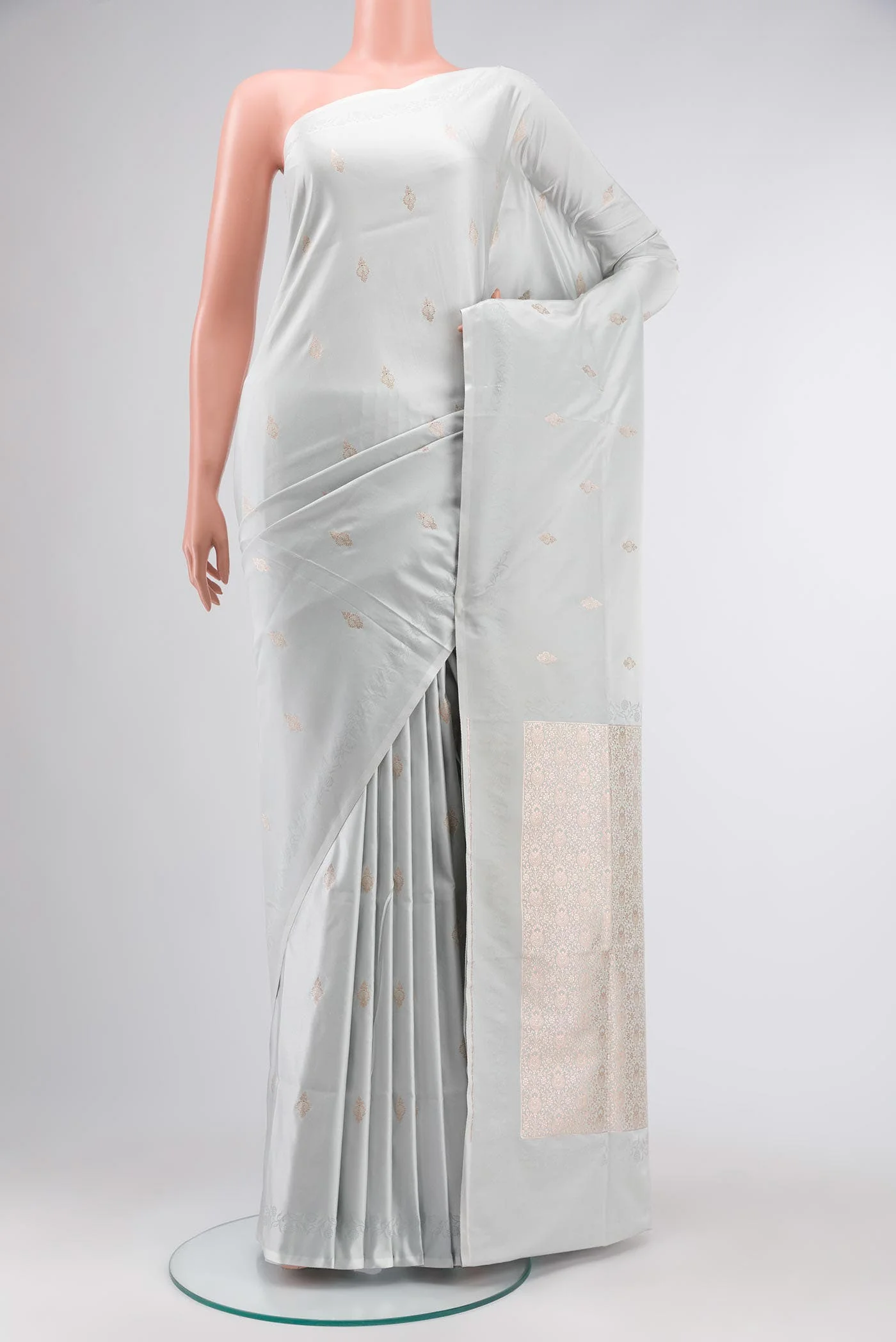 Grey Banarasi Silk Saree