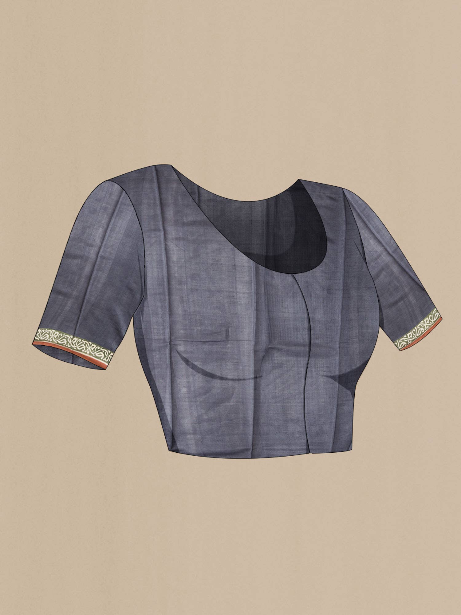 Grey Bhagalpuri Tussar Silk Saree - Image 5
