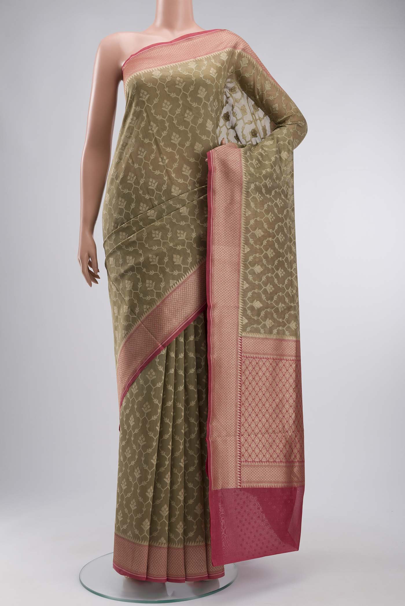 Grey Chanderi Silk Cotton Saree