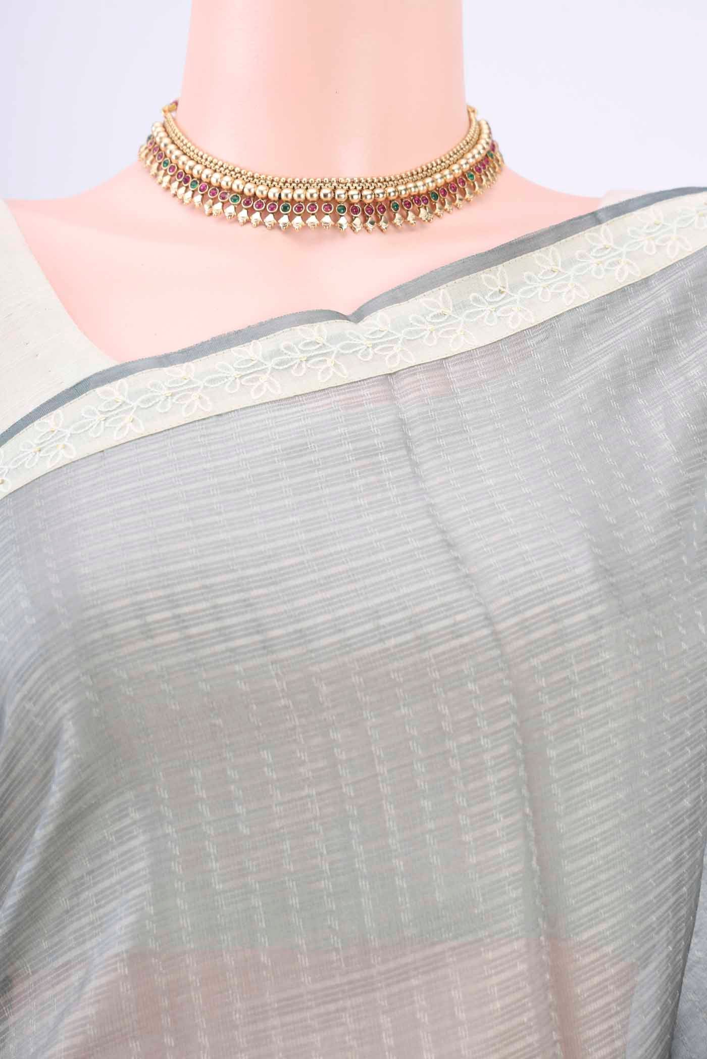 Grey Chanderi Silk Saree - Image 2