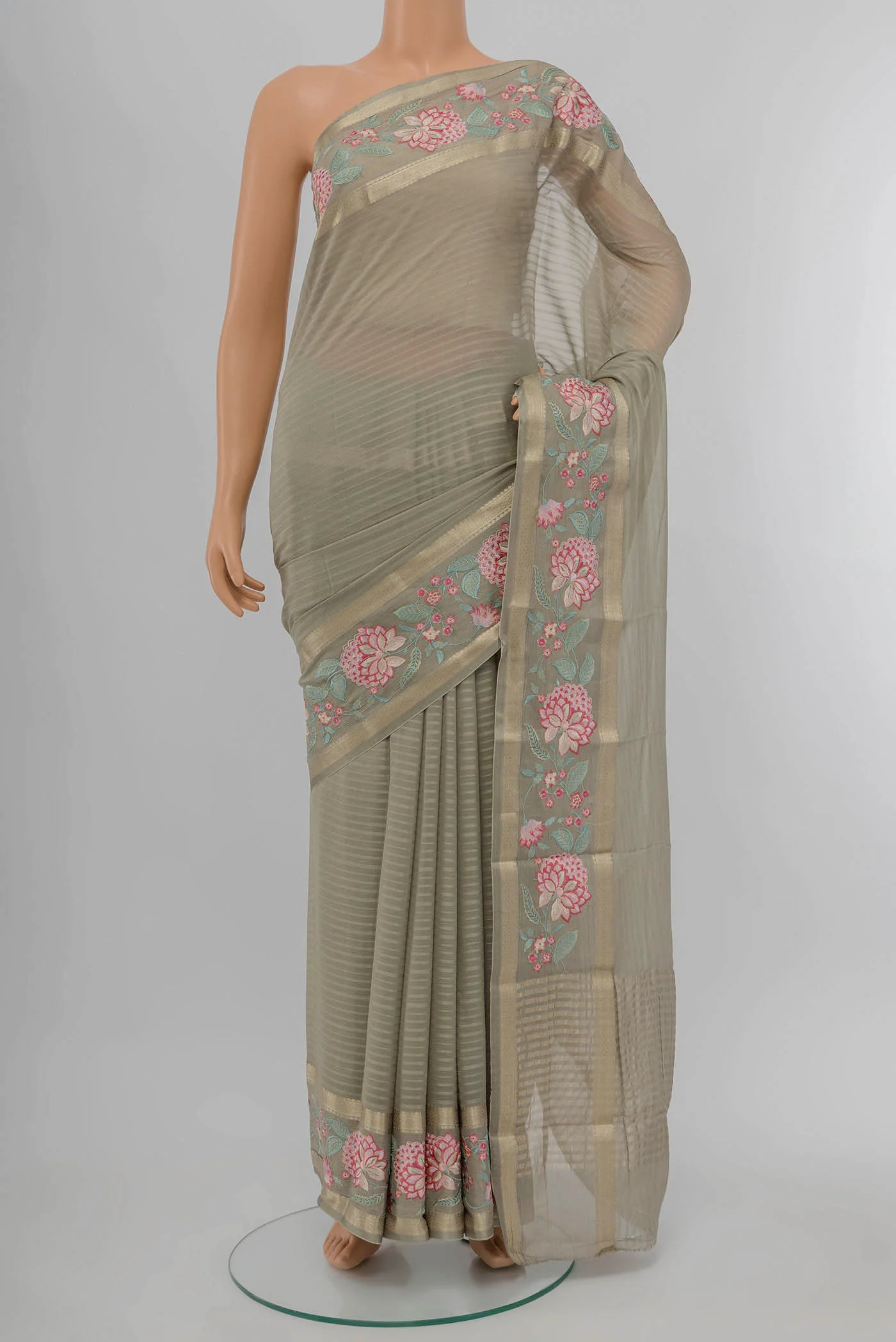 Grey Chiffon Saree