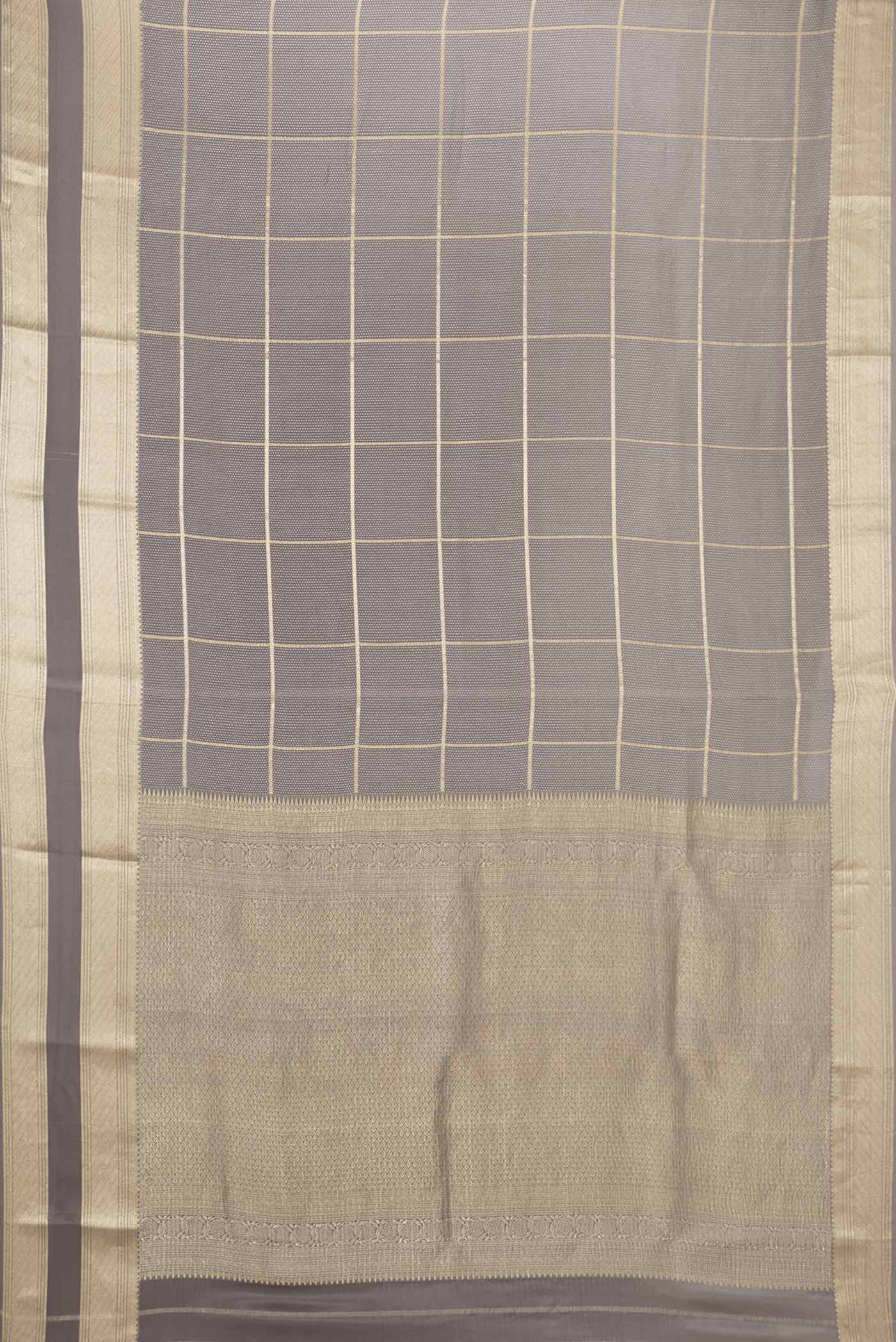 Grey Mysore Crepe Saree - Image 6