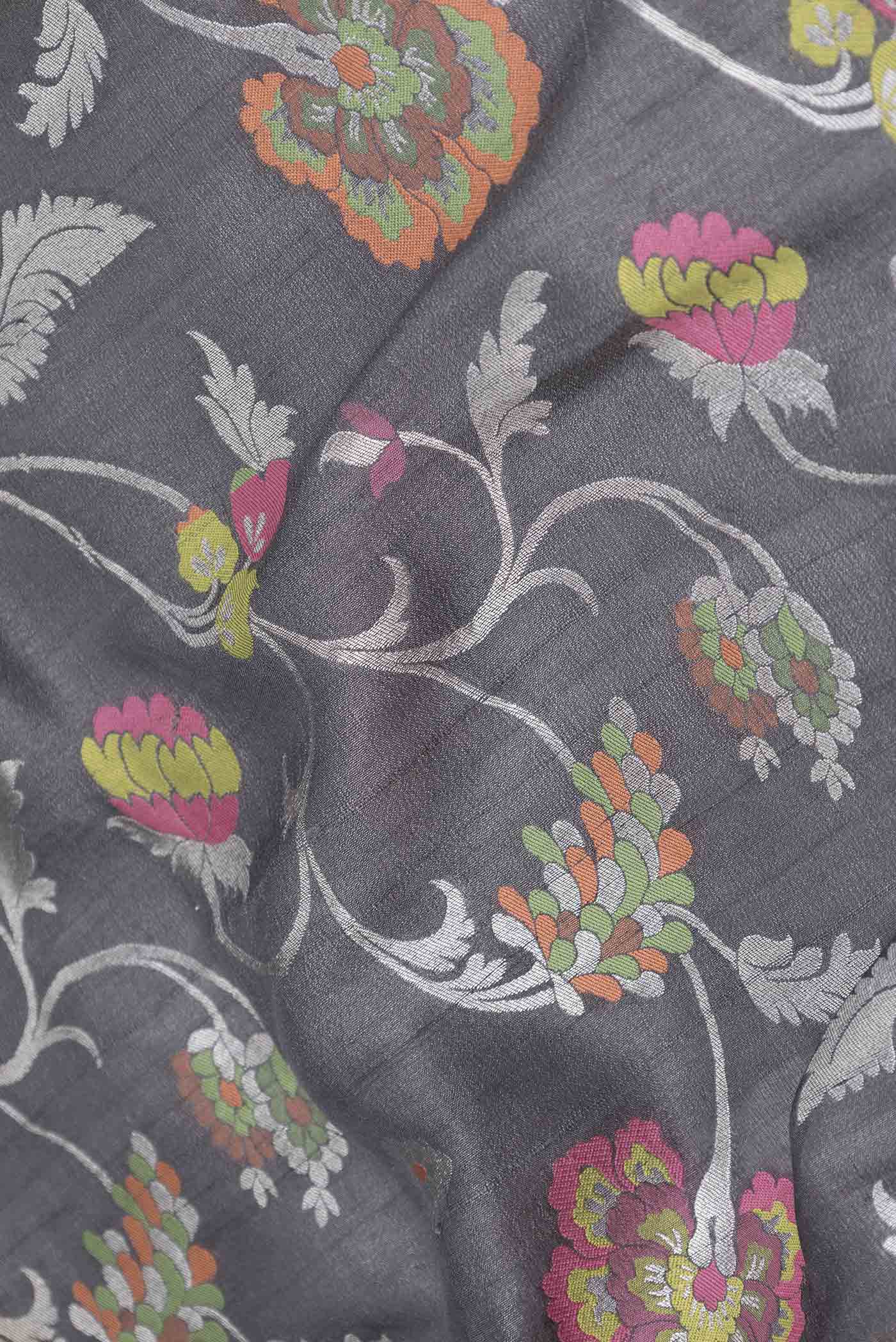 Grey Dual Tone Banarasi Silk Saree - Image 2