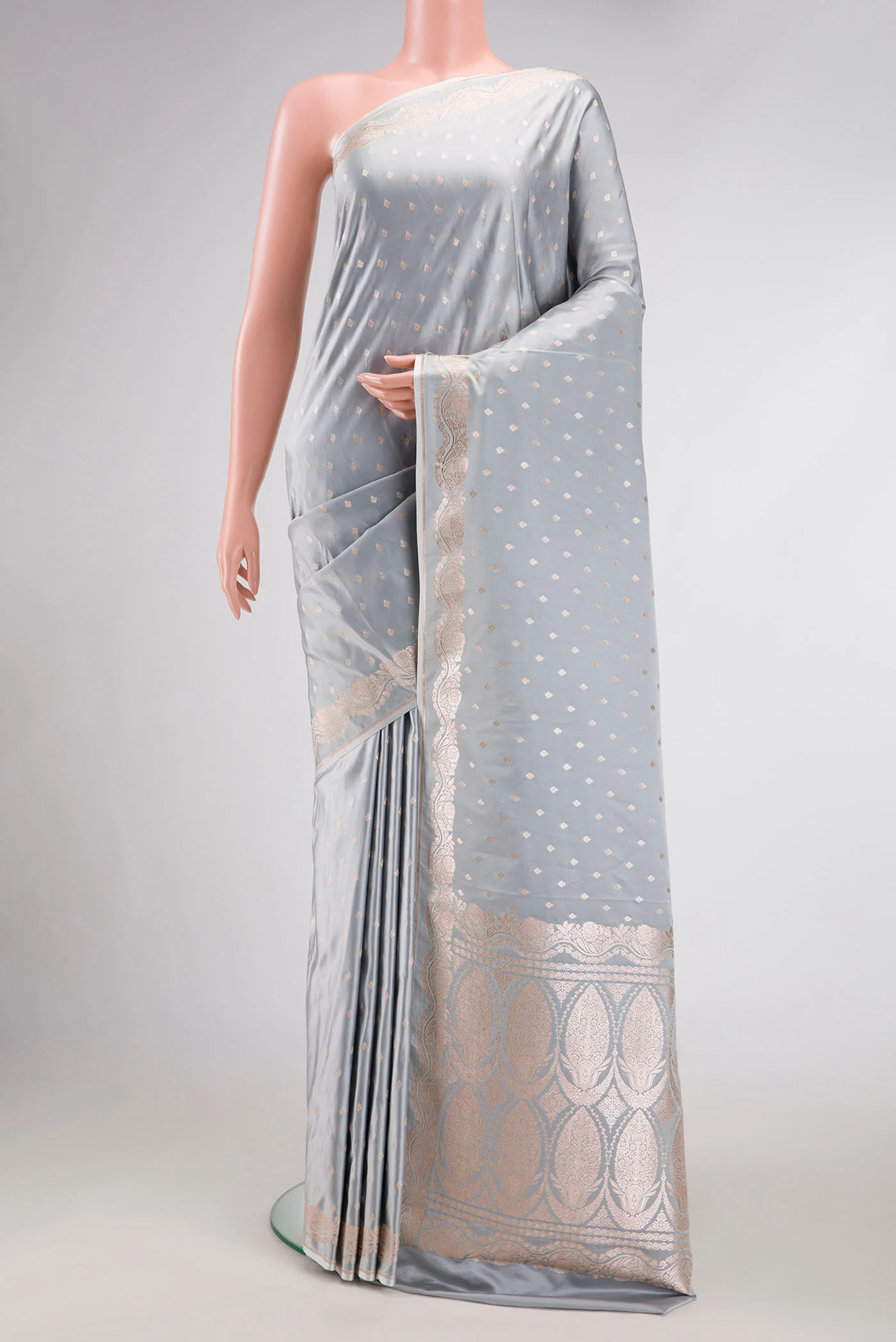 Grey Blended Banarasi Silk Saree
