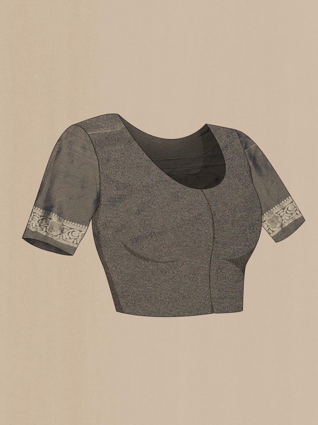 Grey Dual Tone Blended Organza Silk Saree - Image 3