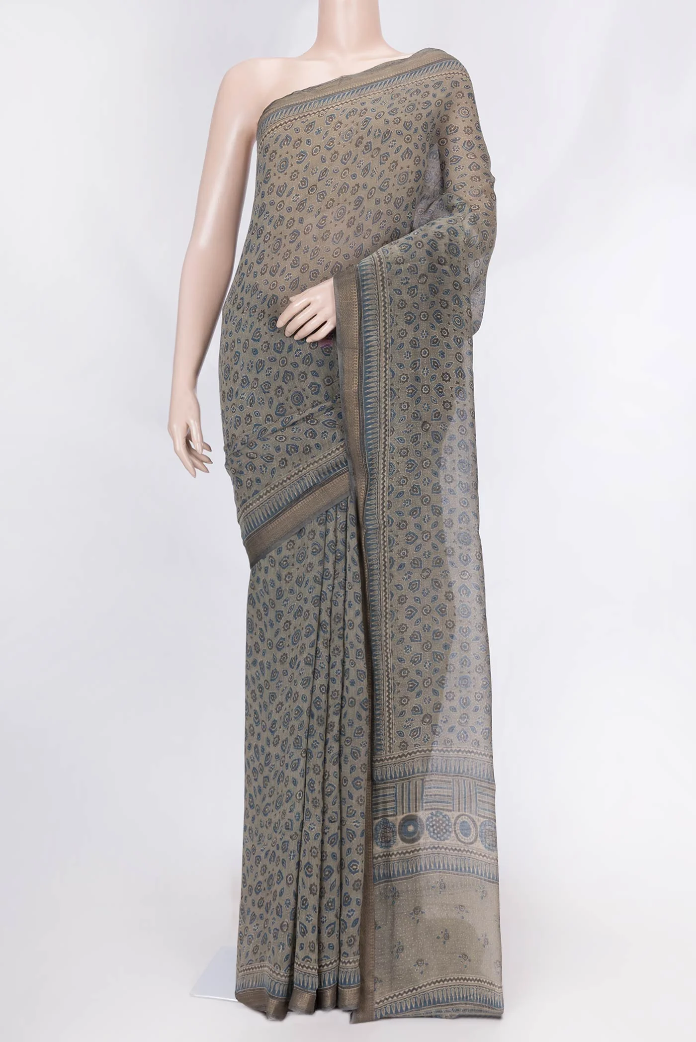 Grey Dual Tone Chanderi Silk Saree