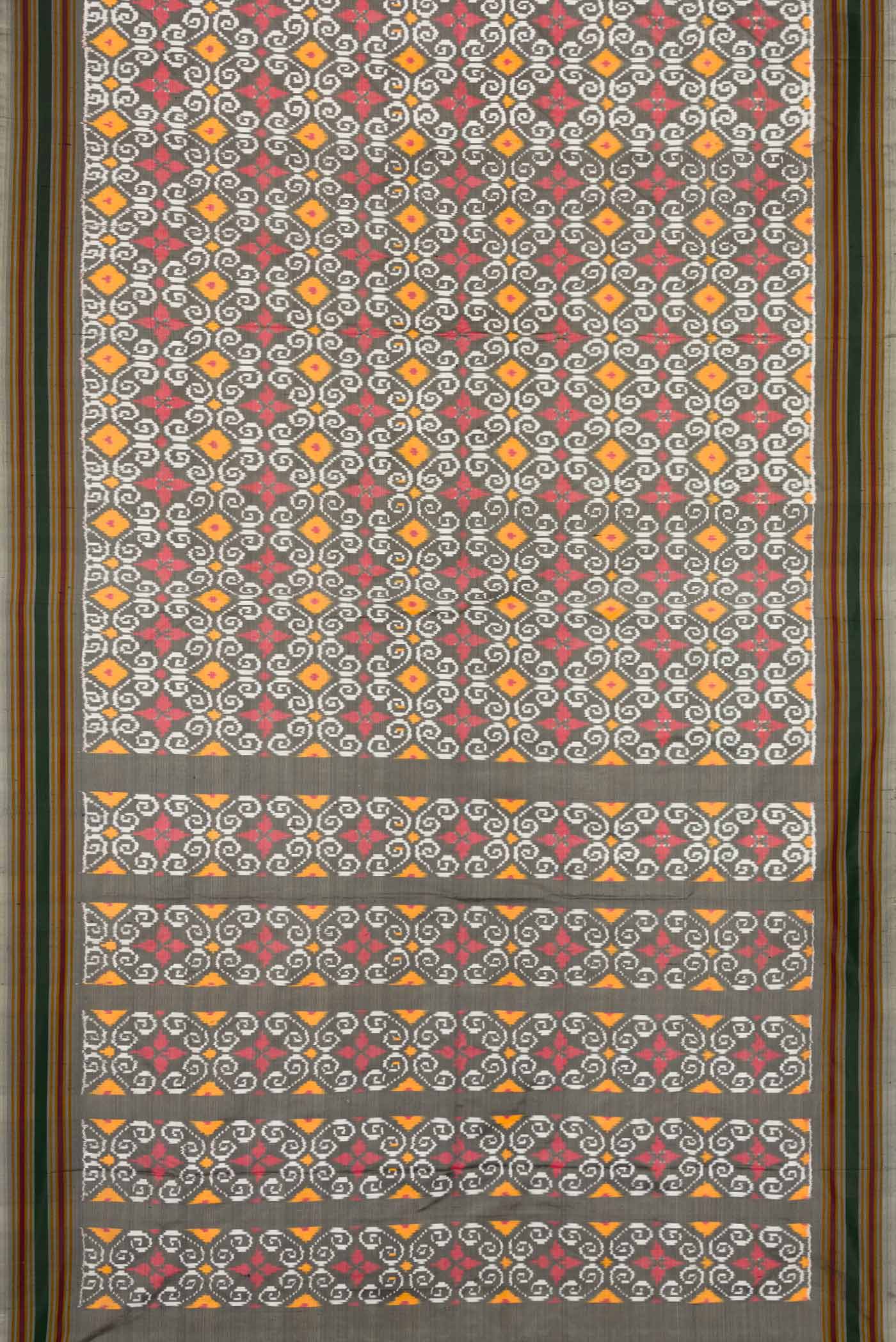 Grey Dual Tone Double Ikat Saree - Image 6