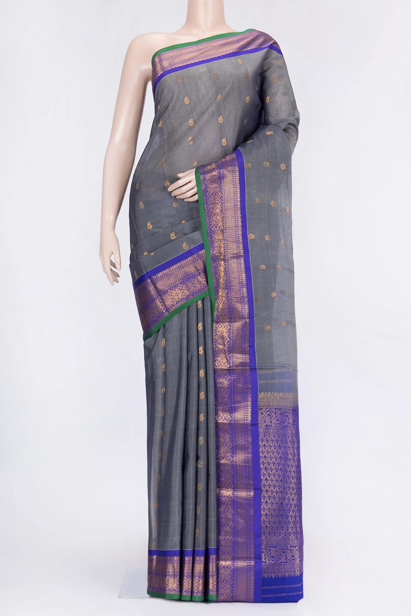 Grey Gadwal cotton Saree