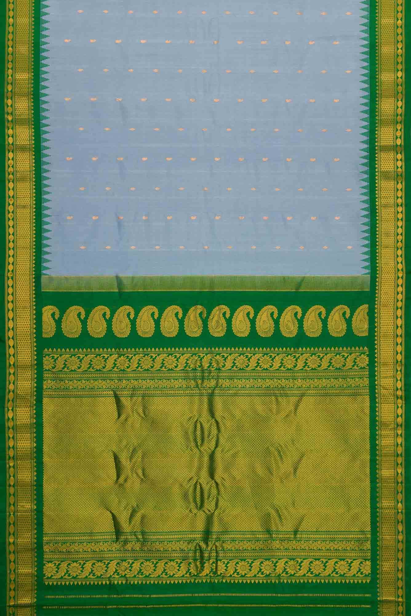 Grey Dual Tone Gadwal Silk Saree - Image 4