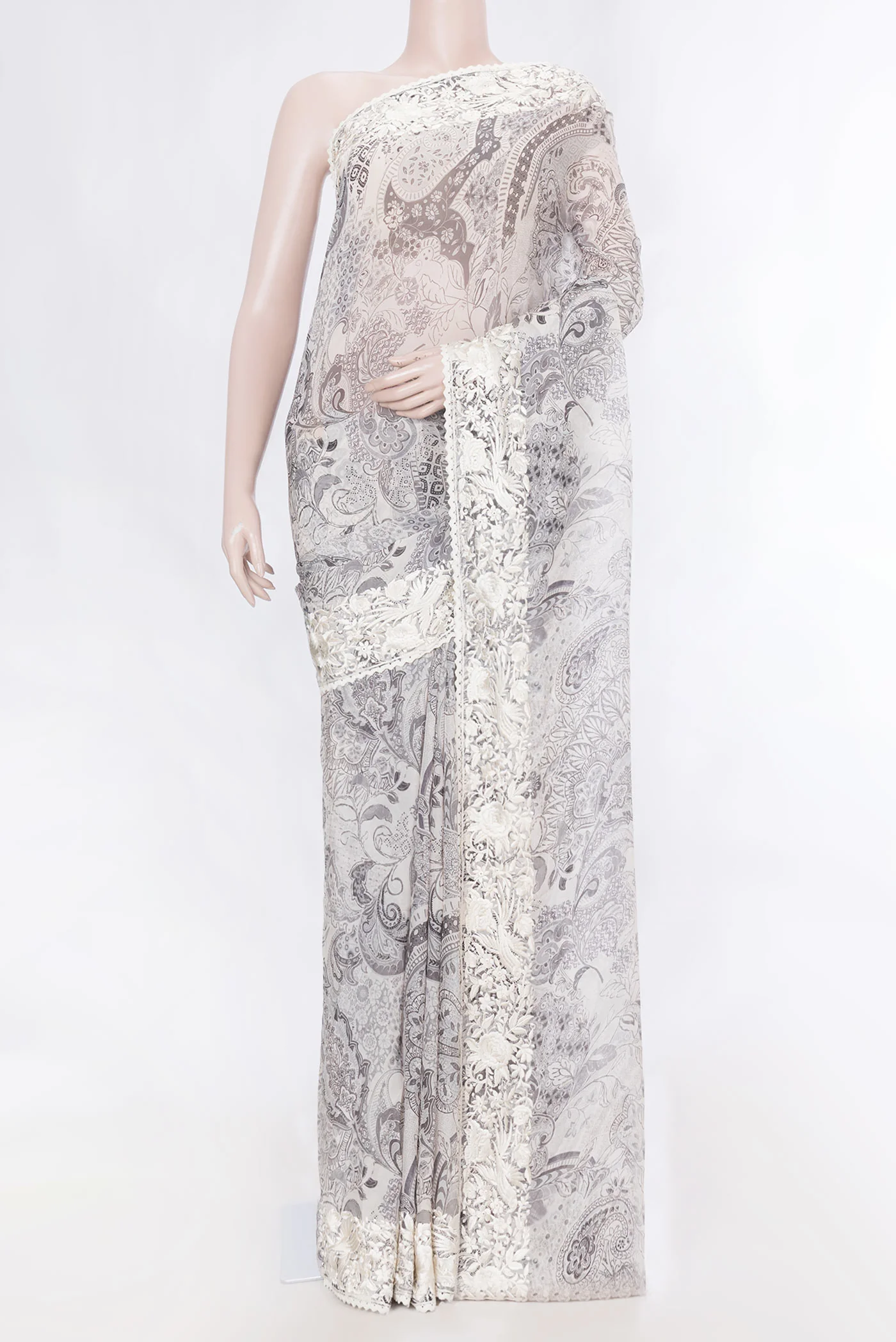 Grey Dual Tone Georgette Saree
