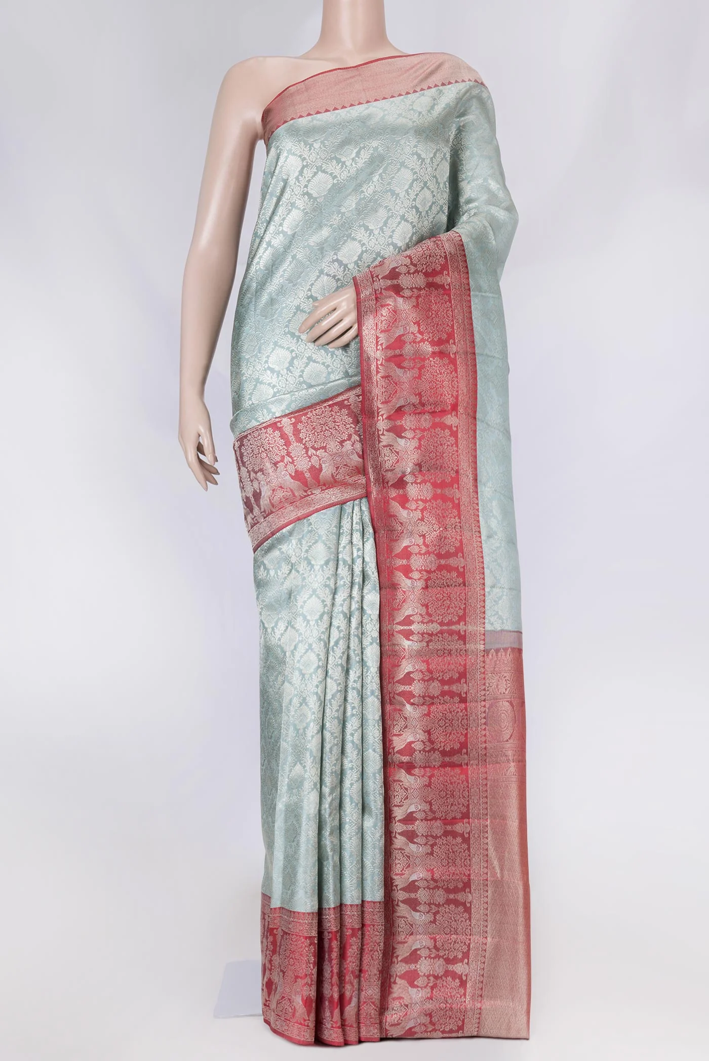 Grey Dual Tone Kanjivaram Saree