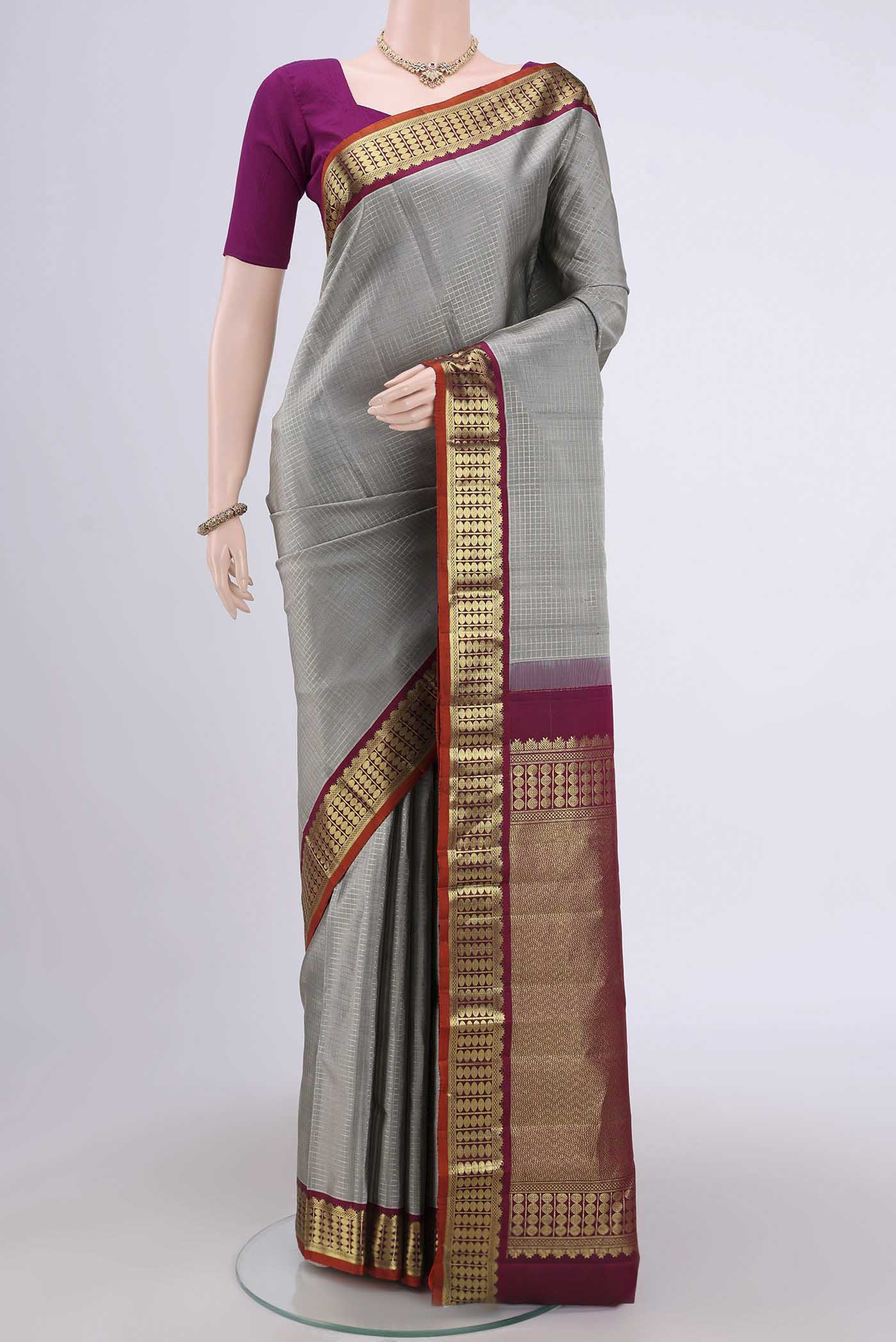 Grey Kanchipuram Silk Saree