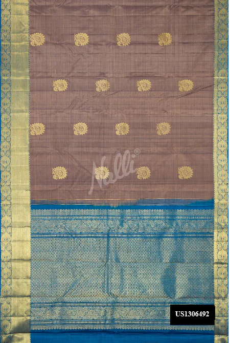 Grey Dual Tone Kanchipuram Silk Saree