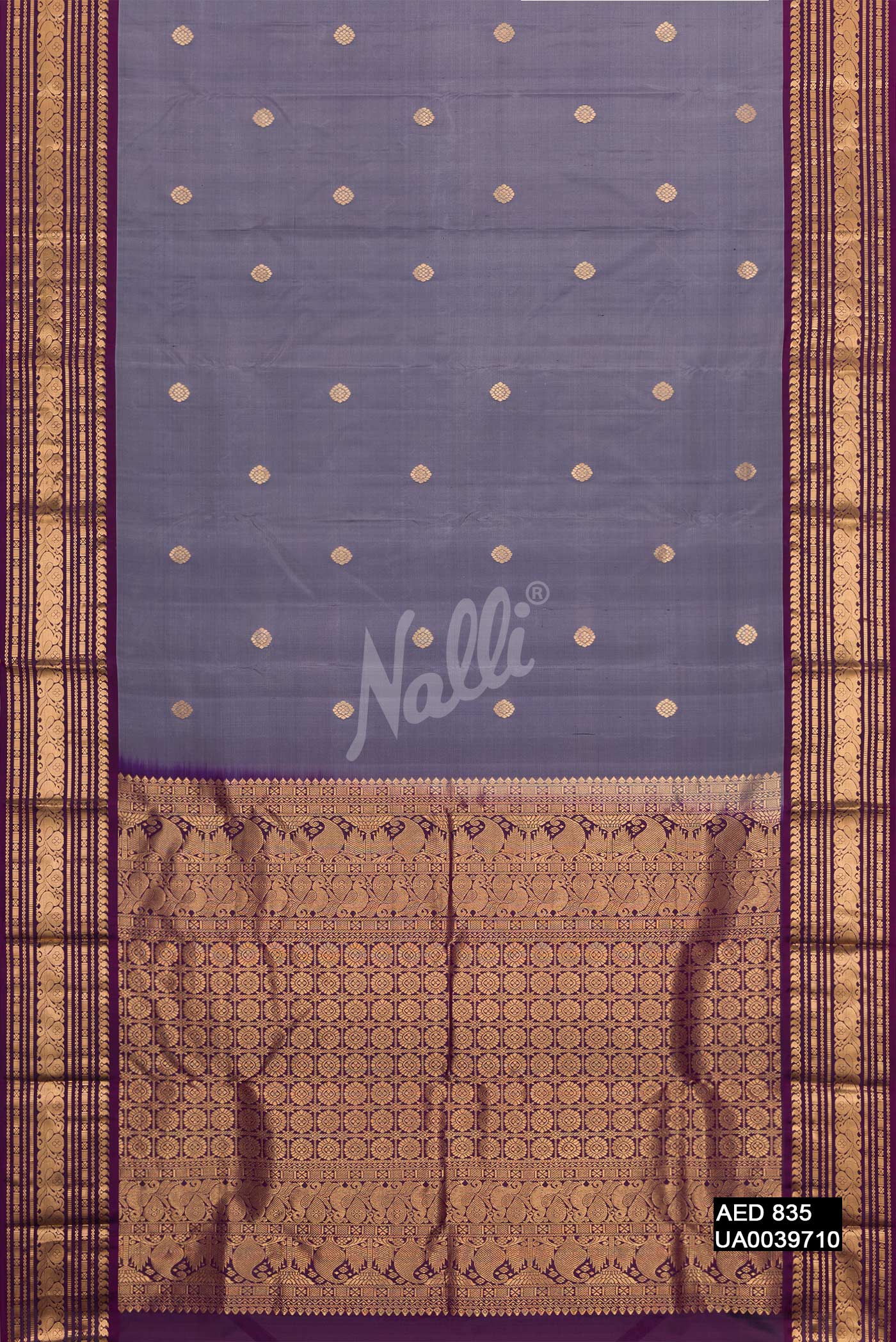 Grey Dual Tone Kanchipuram Silk Saree