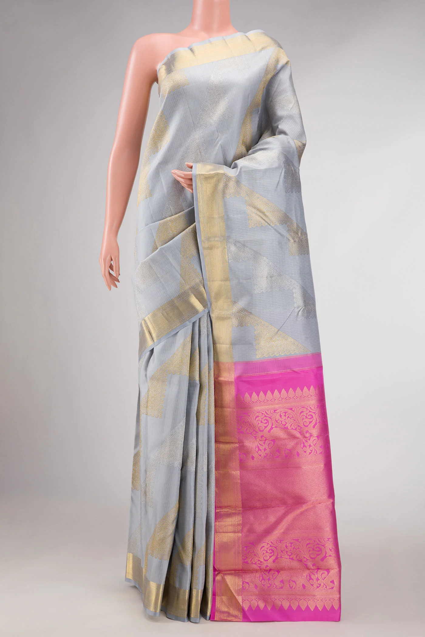 Grey Dual Tone Kanchipuram Silk Saree