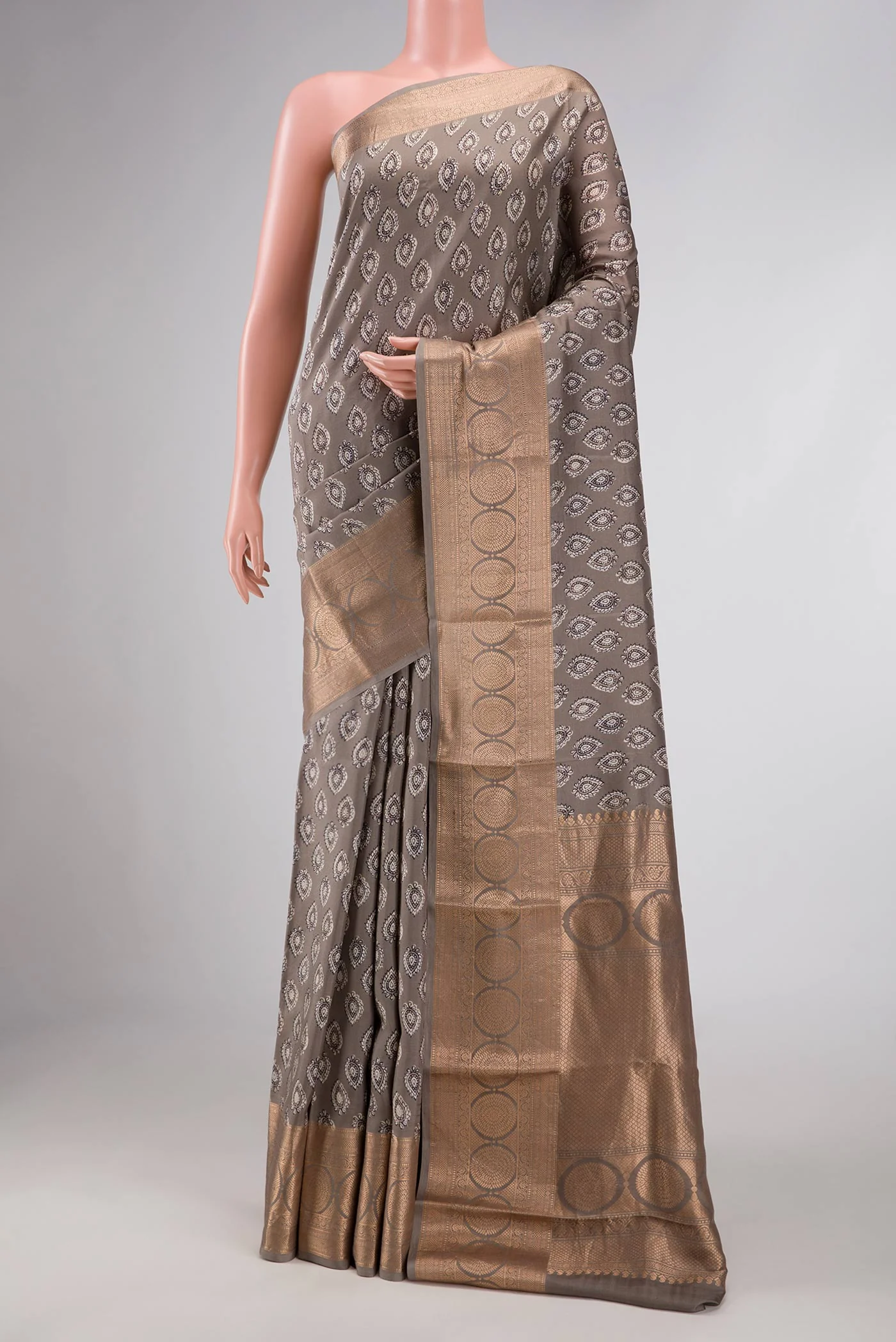 Grey Dual Tone Kanjivaram Silk Saree