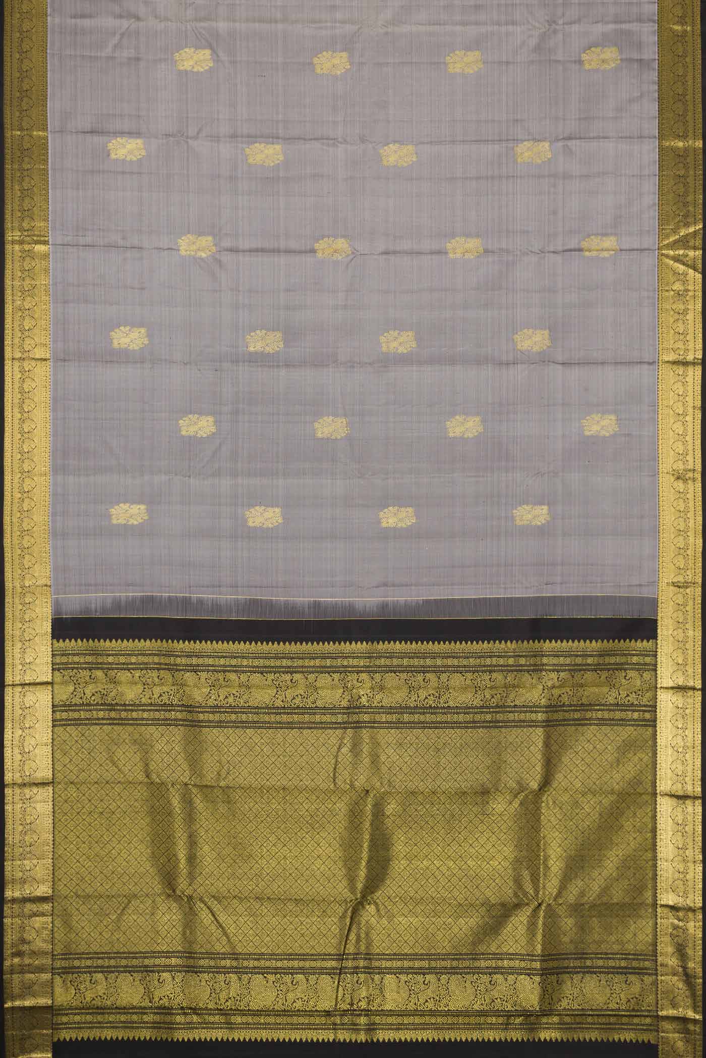 Grey Dual Tone Kanchipuram Silk Saree - Image 6