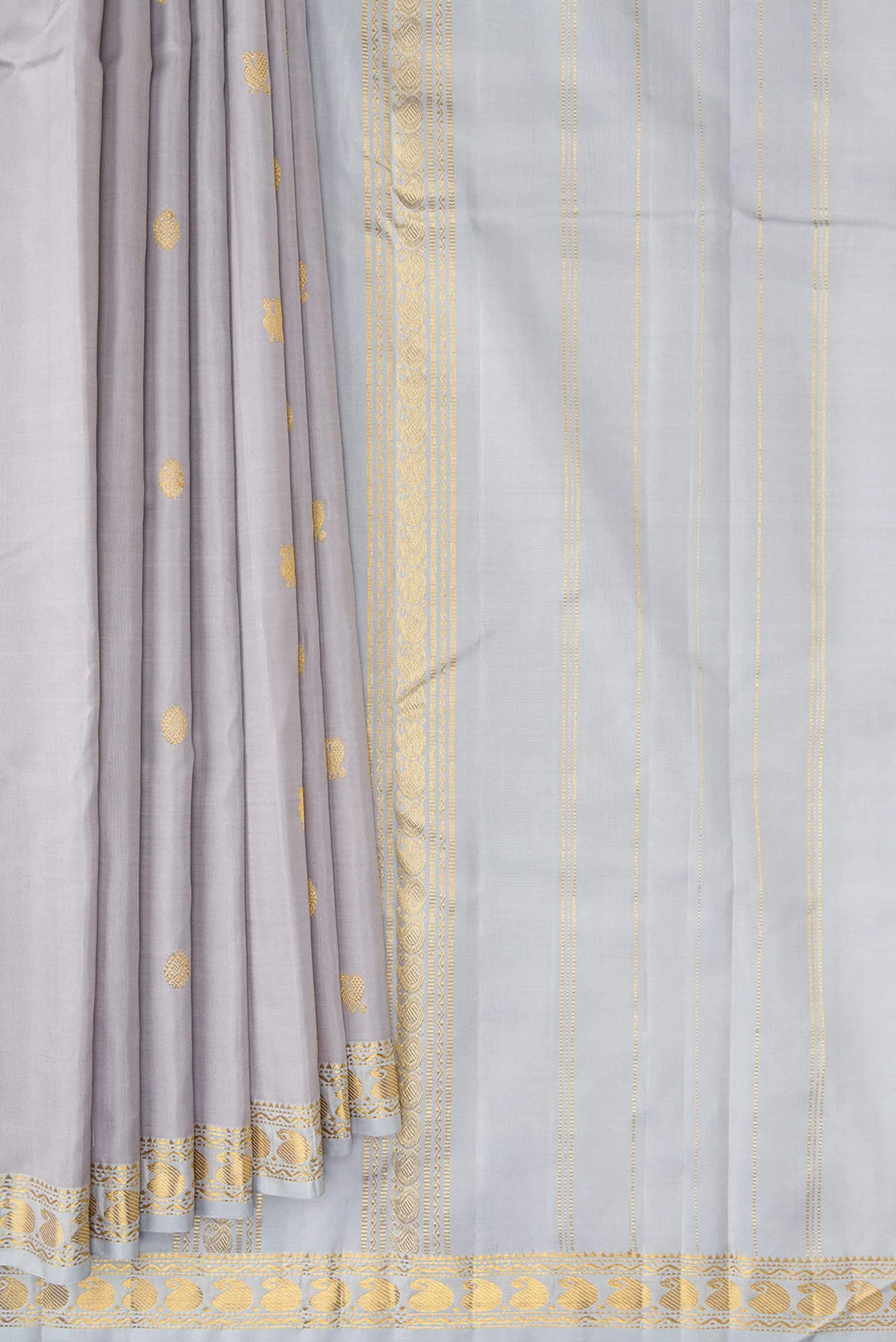 Grey Dual Tone Kanchipuram Silk Saree - Image 4