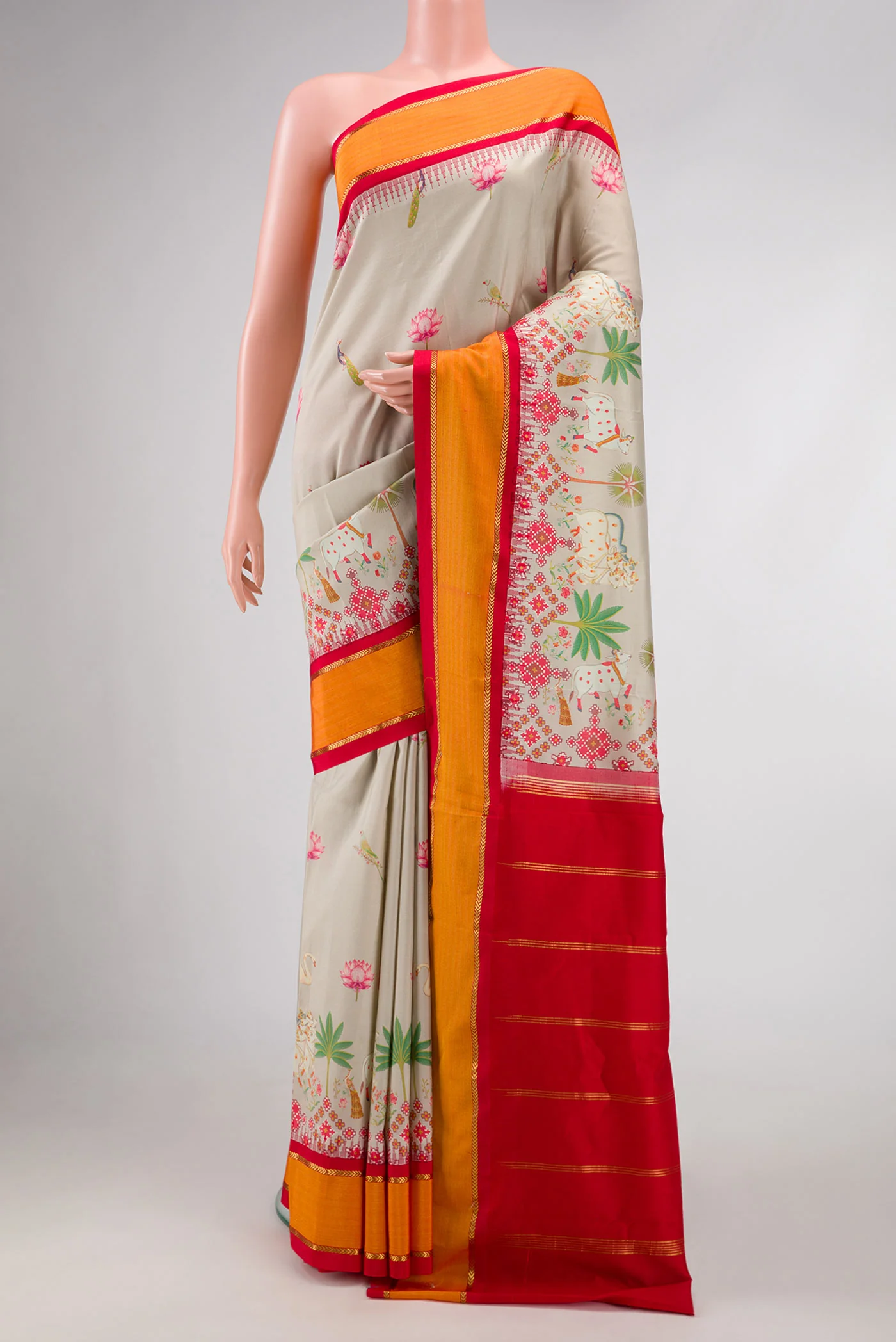 Grey Dual Tone Kanchipuram Silk Saree