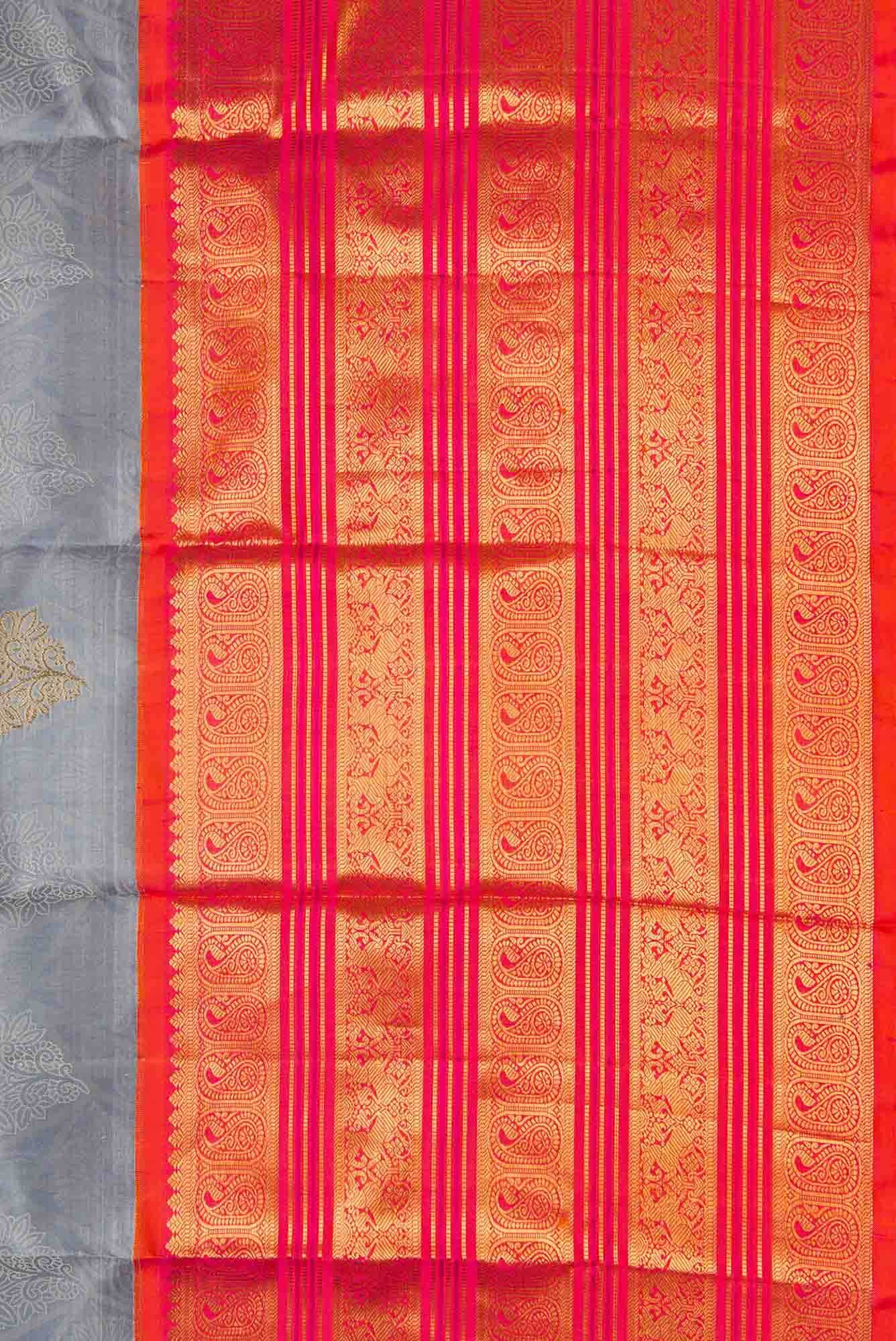Grey Dual Tone Kanchipuram Silk Saree - Image 5
