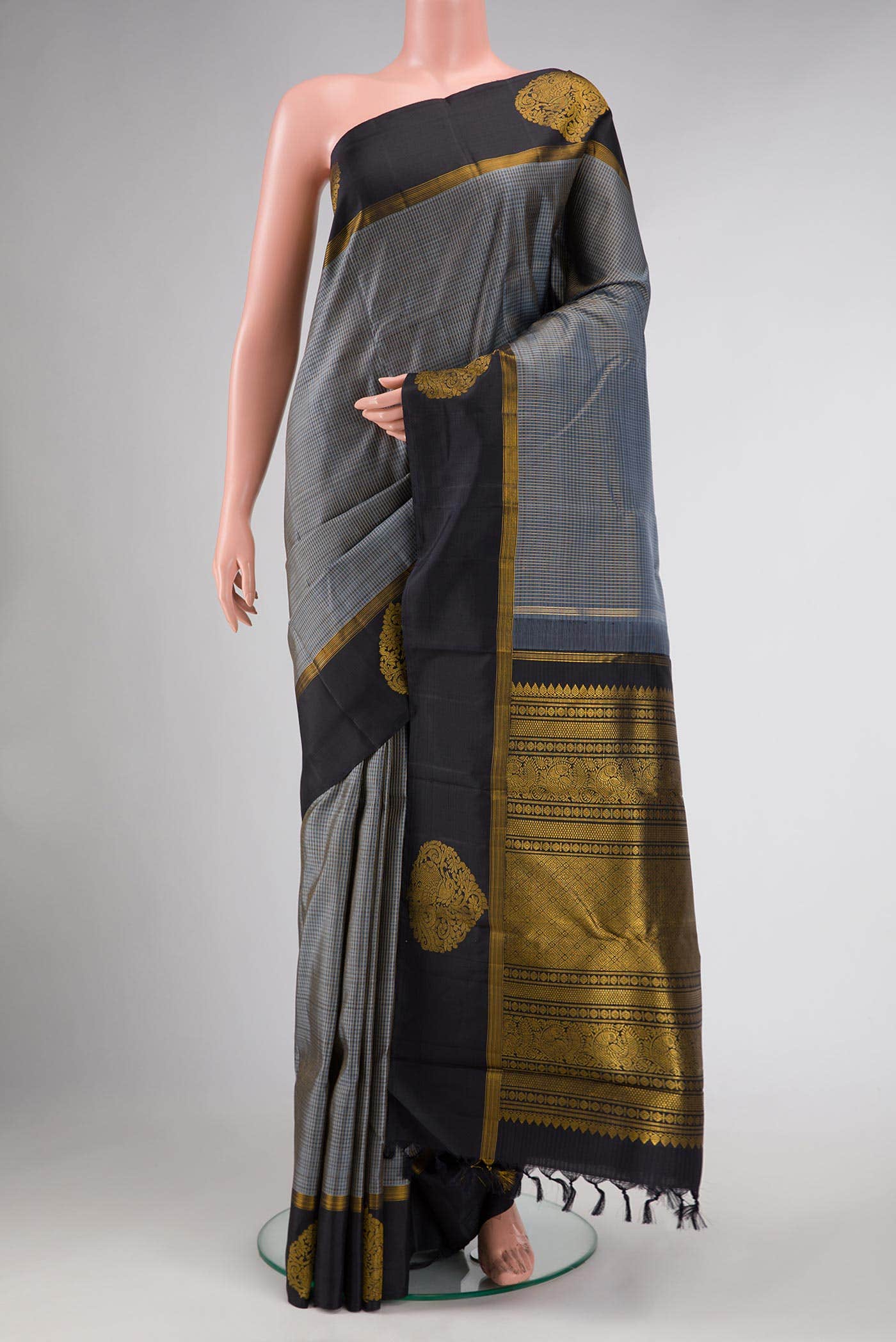 Grey Dual Tone Kanjivaram Silk Saree