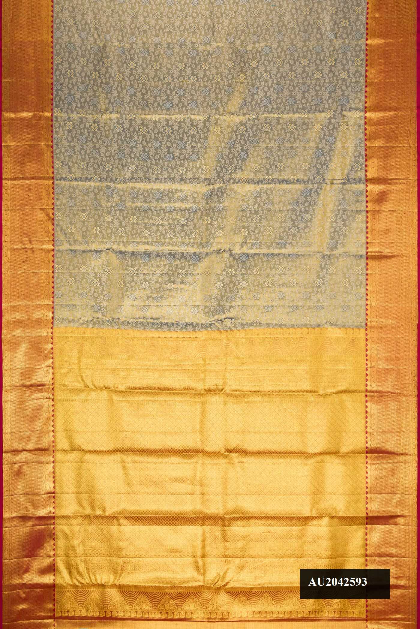 Grey Dual Tone Kanchipuram Tissue Silk Saree