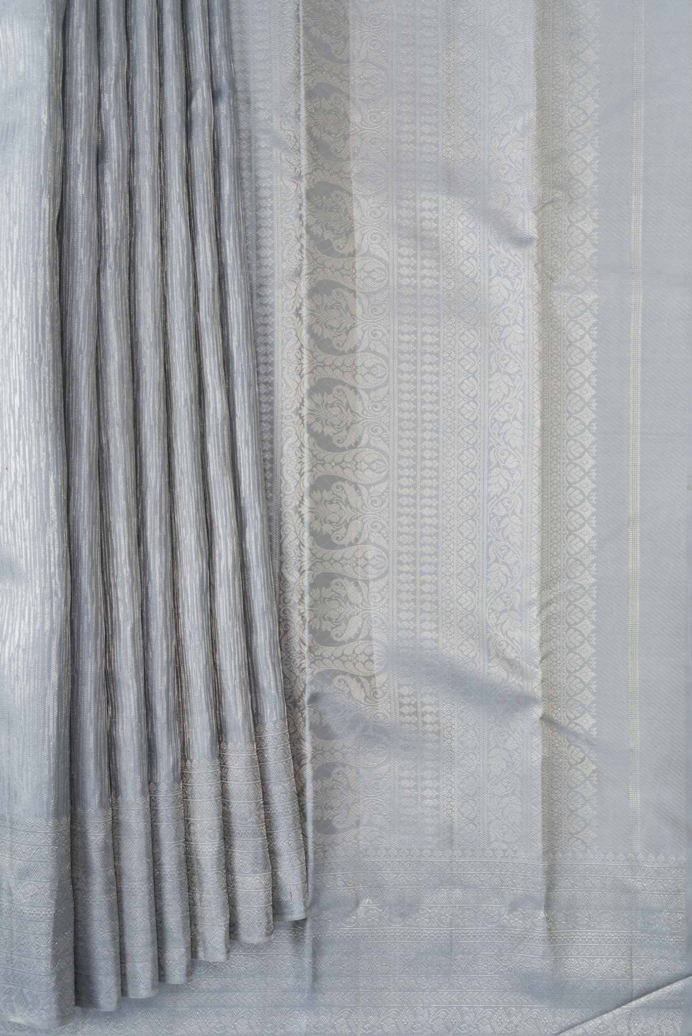 Grey Kanjivaram Silk Saree - Image 4