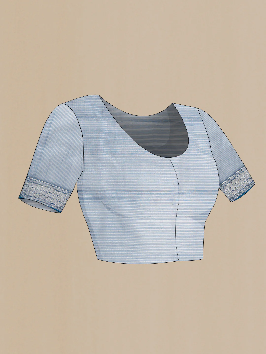 Grey Dual Tone Kota Silk Saree - Image 4