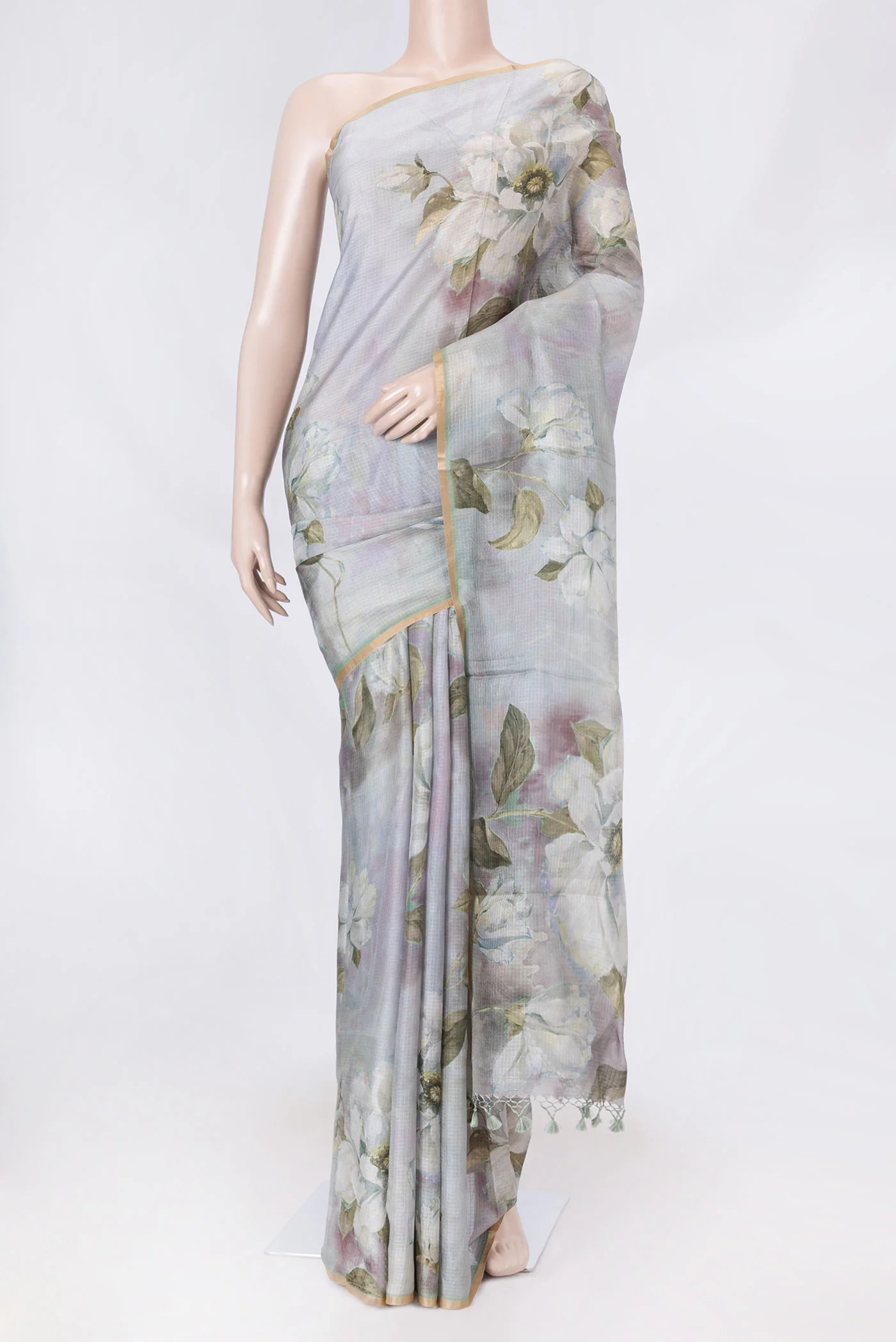 Grey Dual Tone Kota Silk Saree
