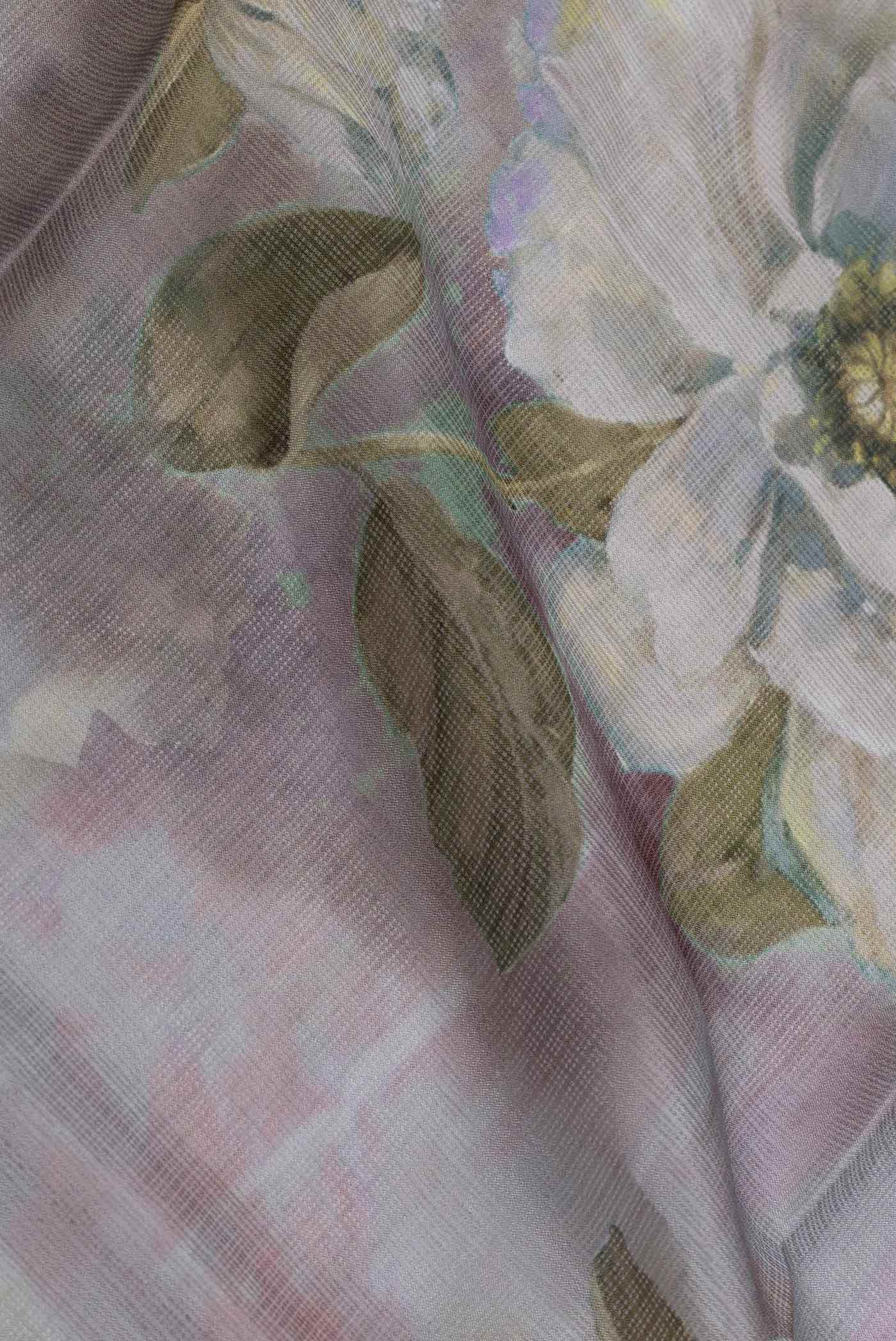 Grey Dual Tone Kota Silk Saree - Image 2