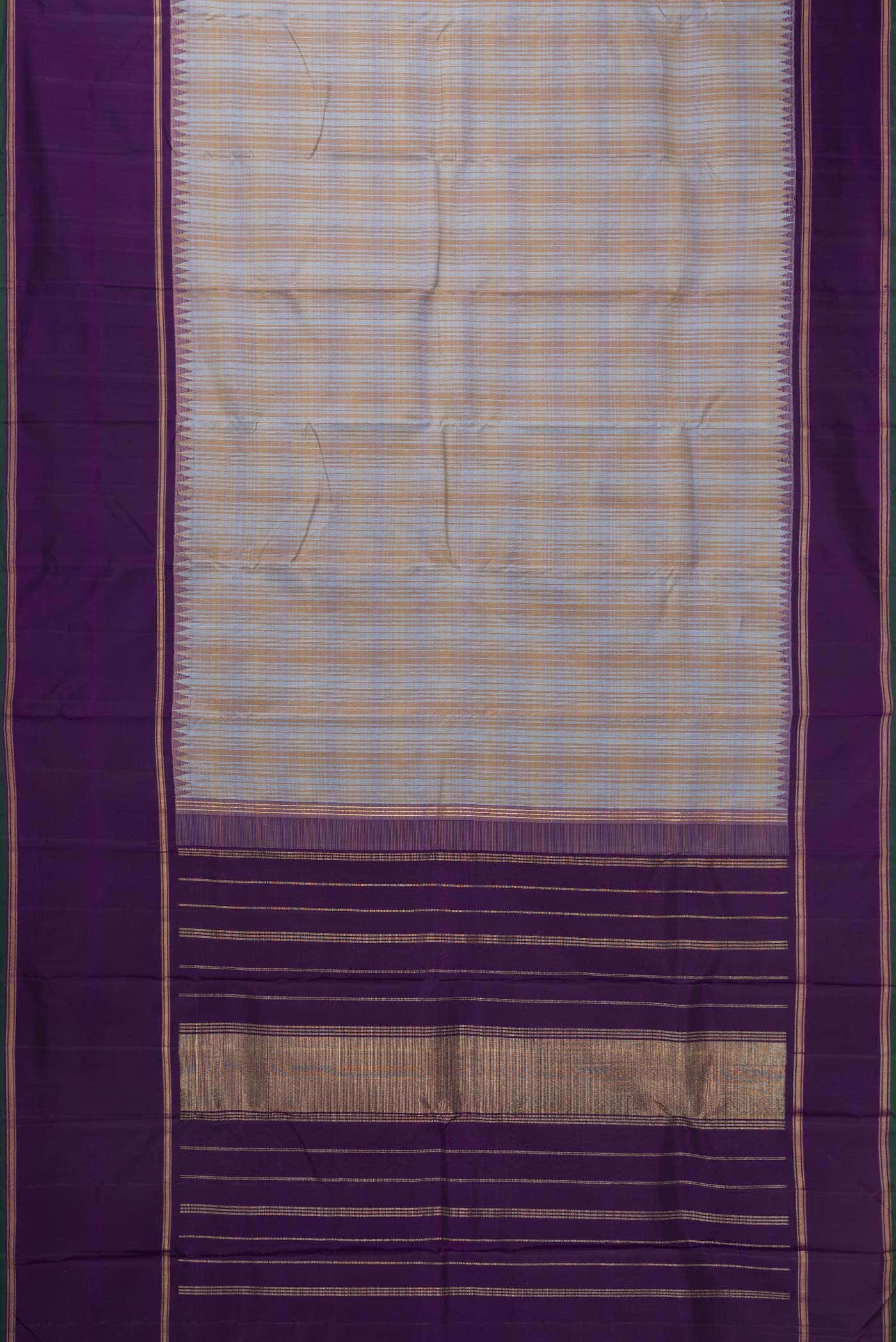 Pure Silk Pure Zari Grey Dual Tone Linen Saree - Image 4