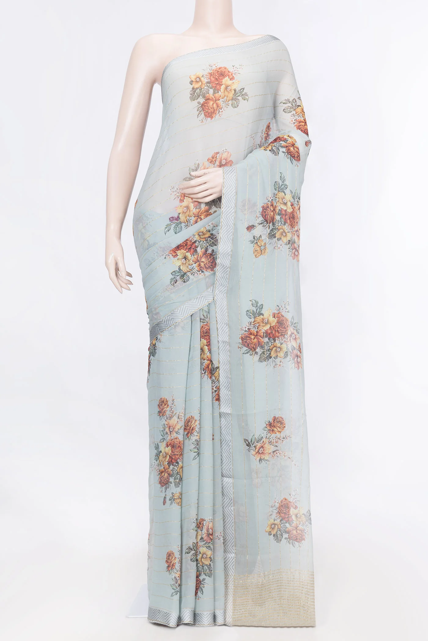 Grey Dual Tone Mysore Chiffon Saree
