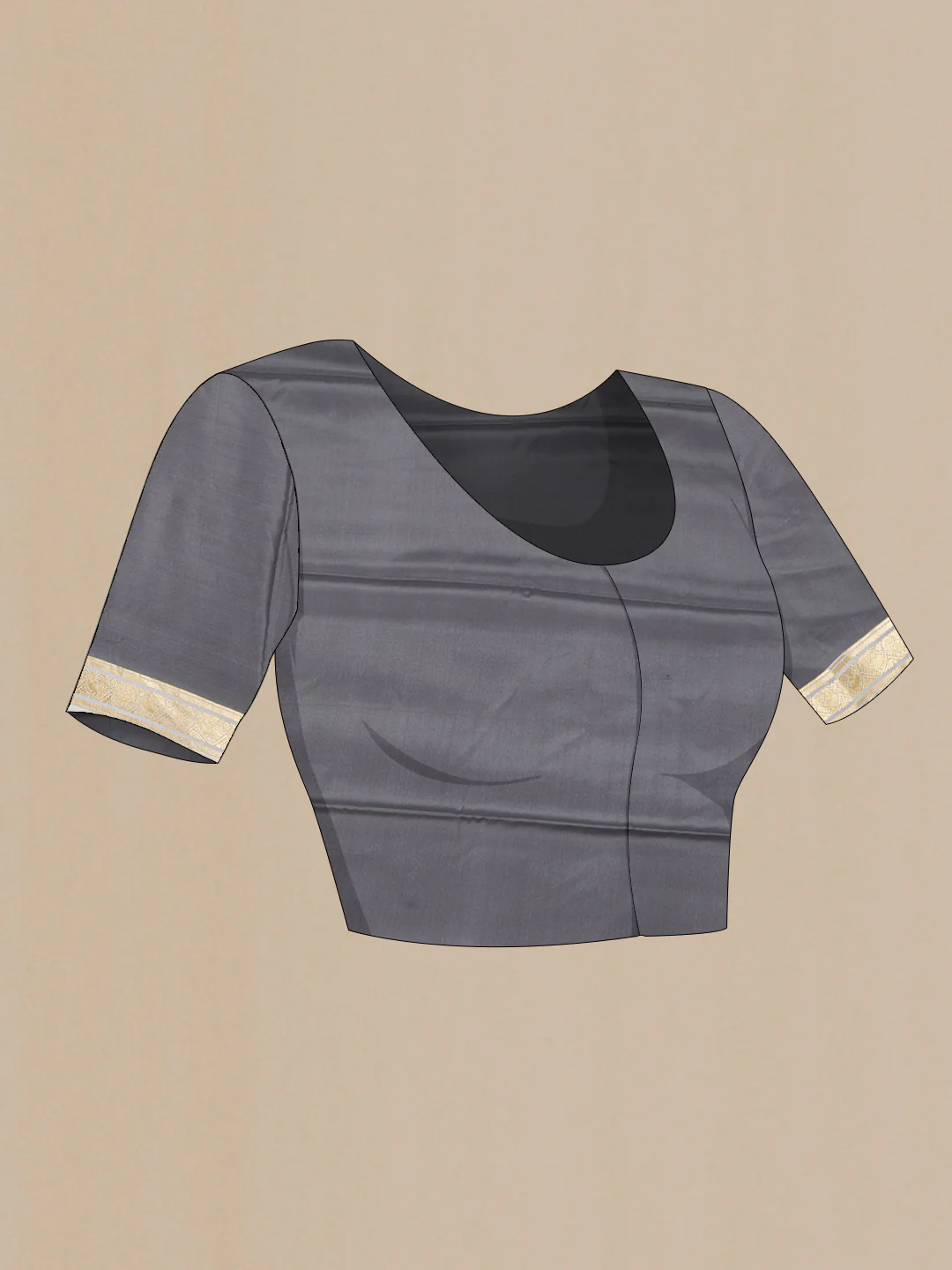 Grey Dual Tone Mysore Crepe Saree - Image 4