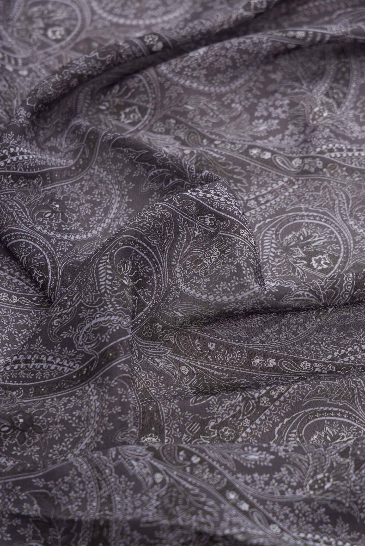 Grey Dual Tone Mysore Crepe Saree - Image 2