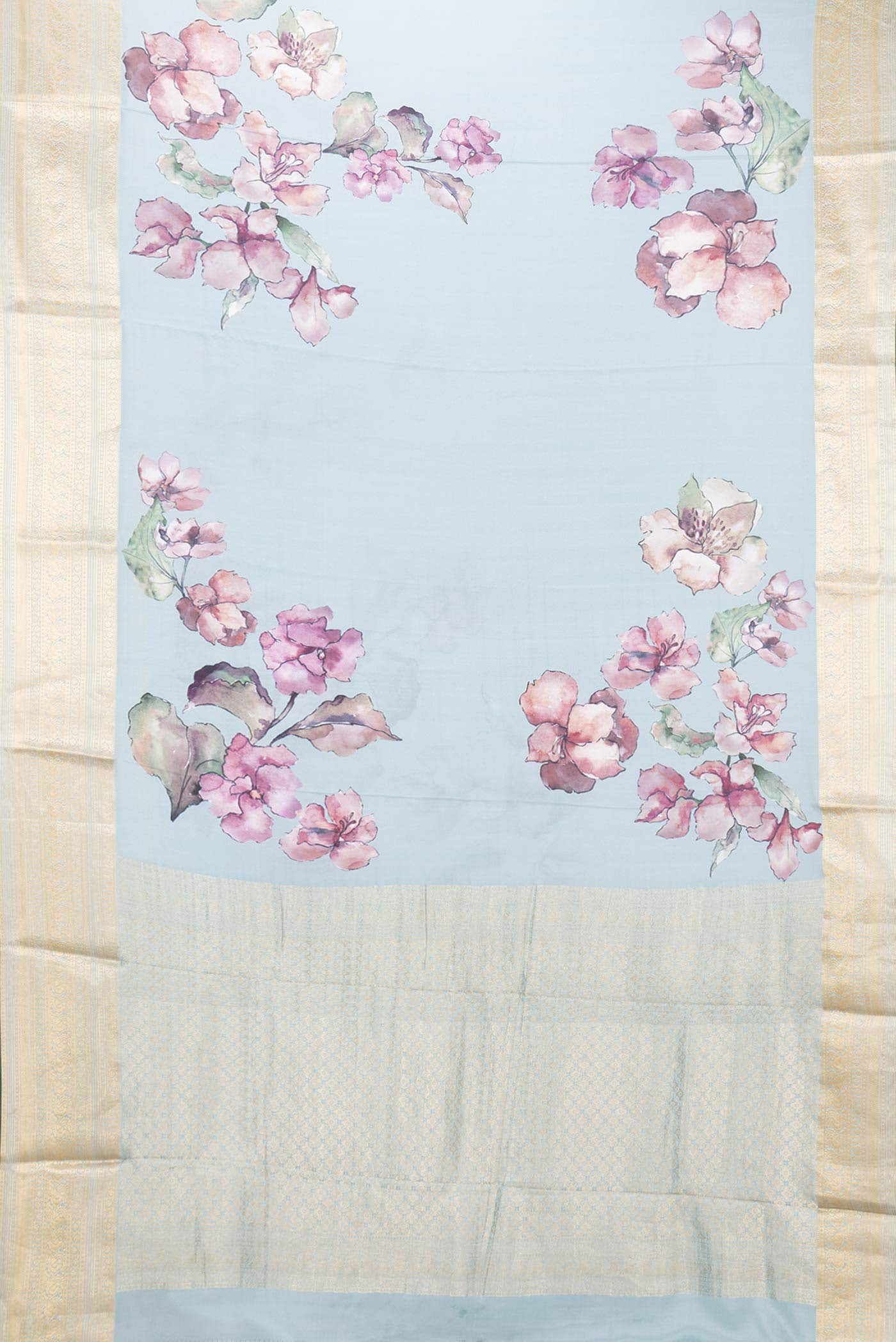 Grey Dual Tone Mysore Crepe Saree - Image 4