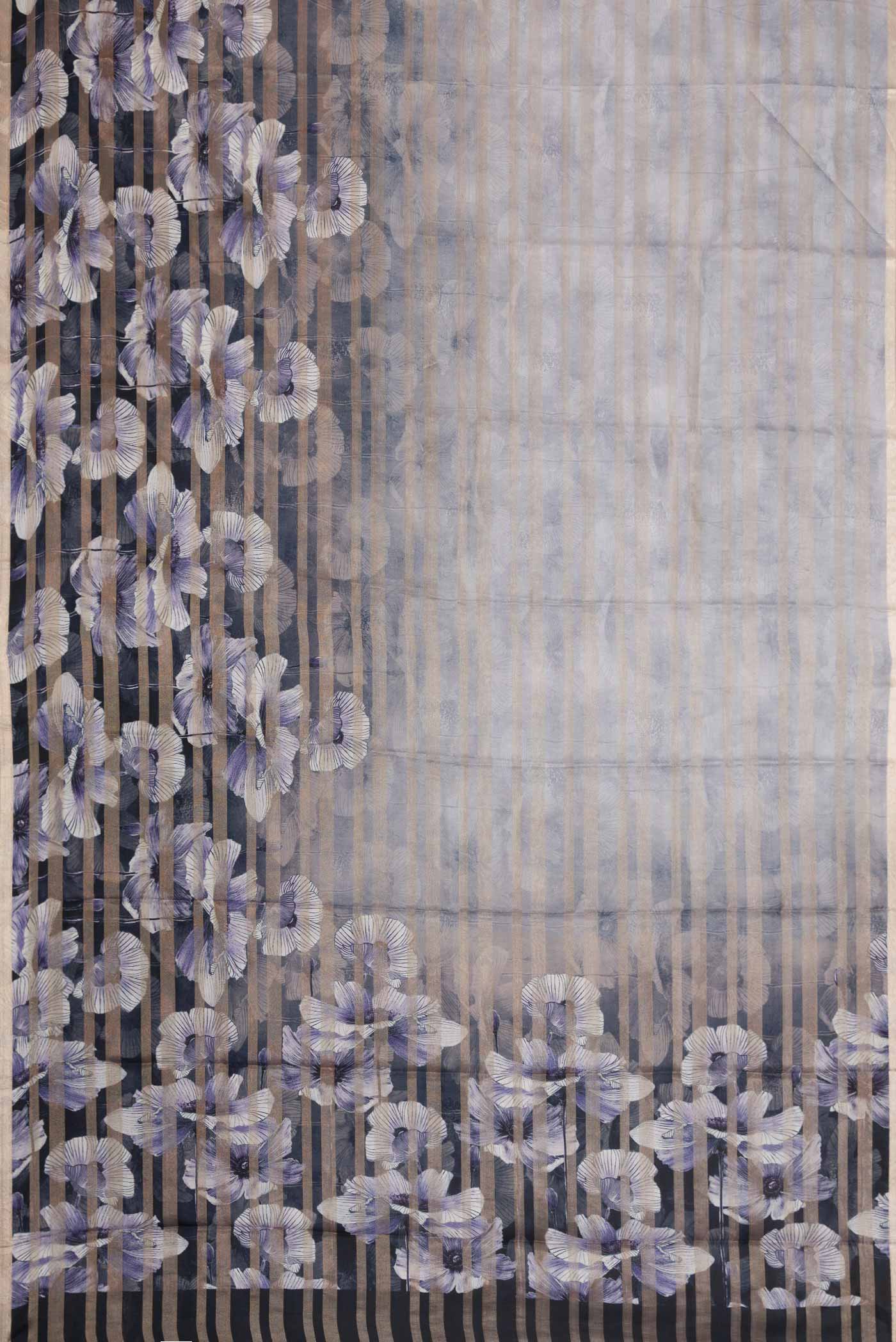 Grey Dual Tone Mysore Georgette Saree - Image 6