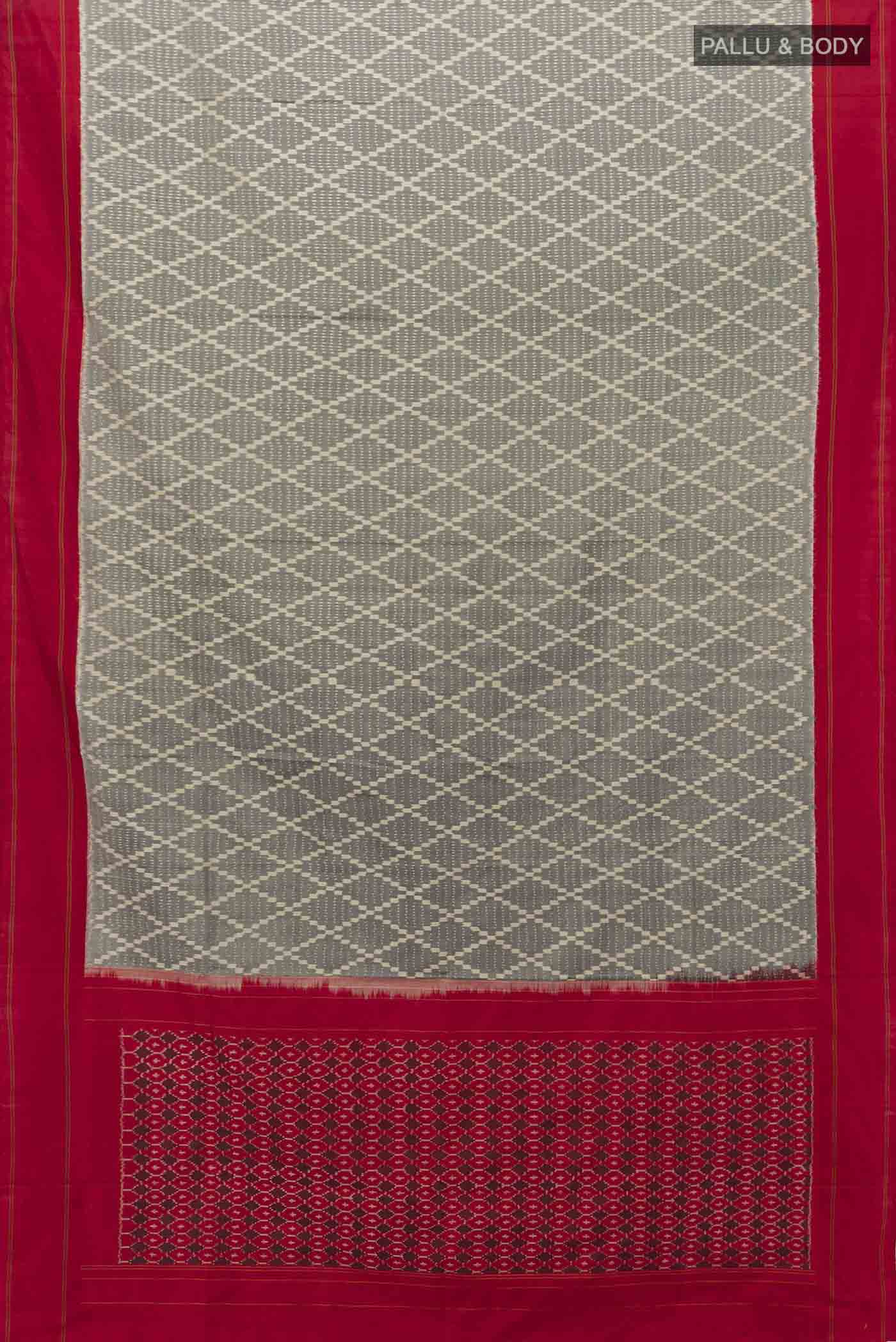 Grey Dual Tone Pochampally Silk Saree - Image 5