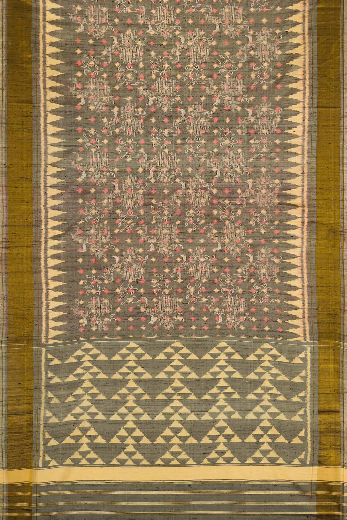 Grey Dual Tone Rajkot Patola Silk Saree - Image 6