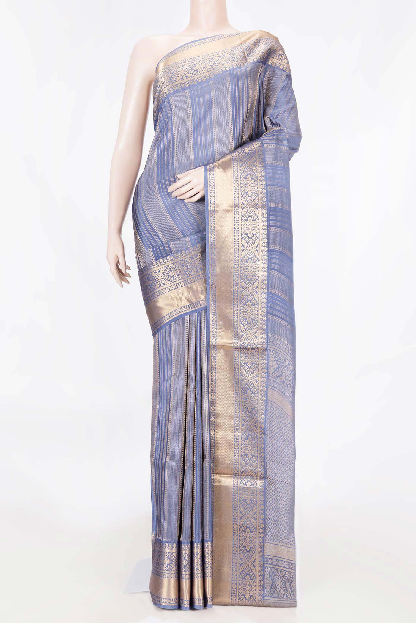 Grey Dual Tone Soft Silk Saree