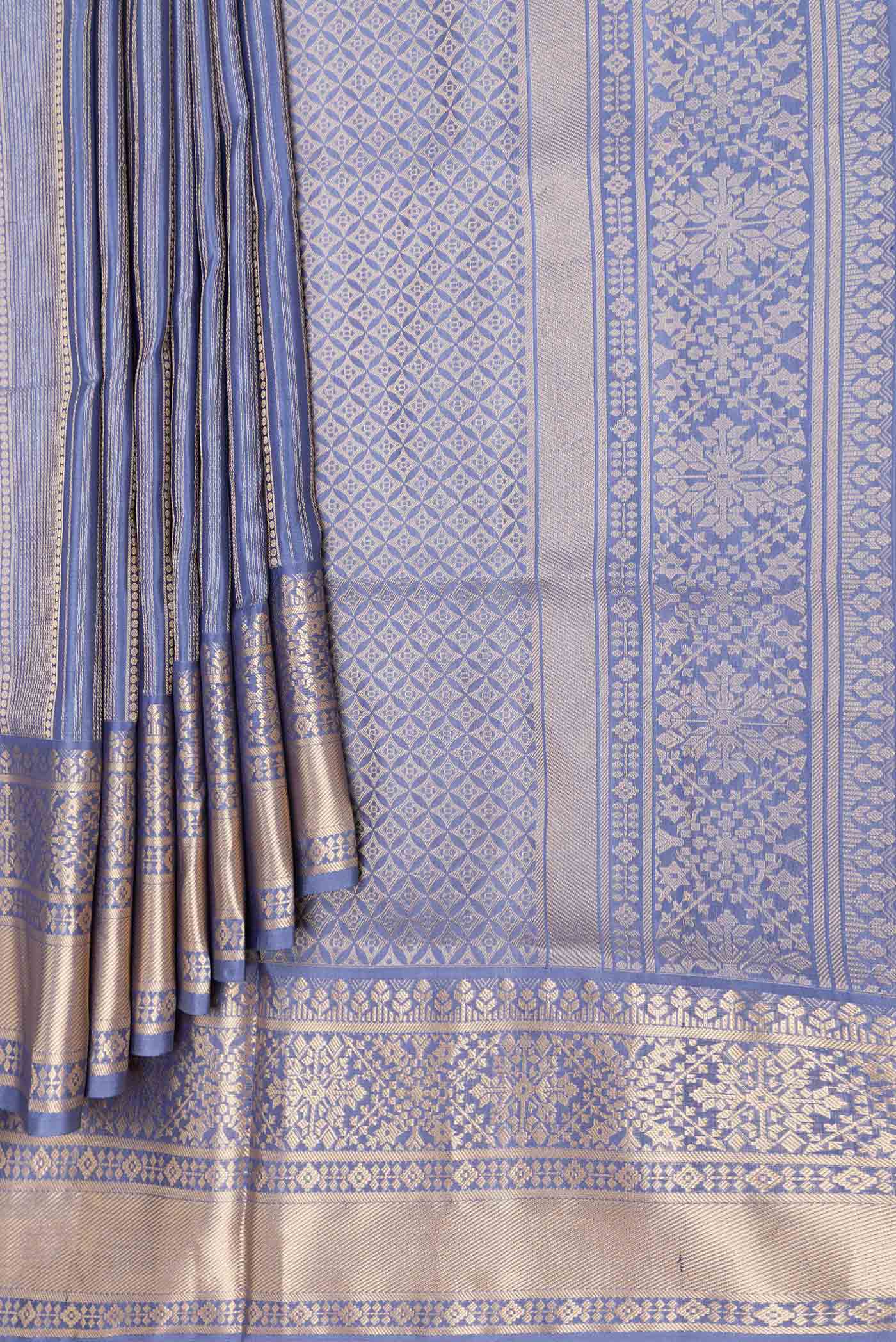Grey Dual Tone Soft Silk Saree - Image 4