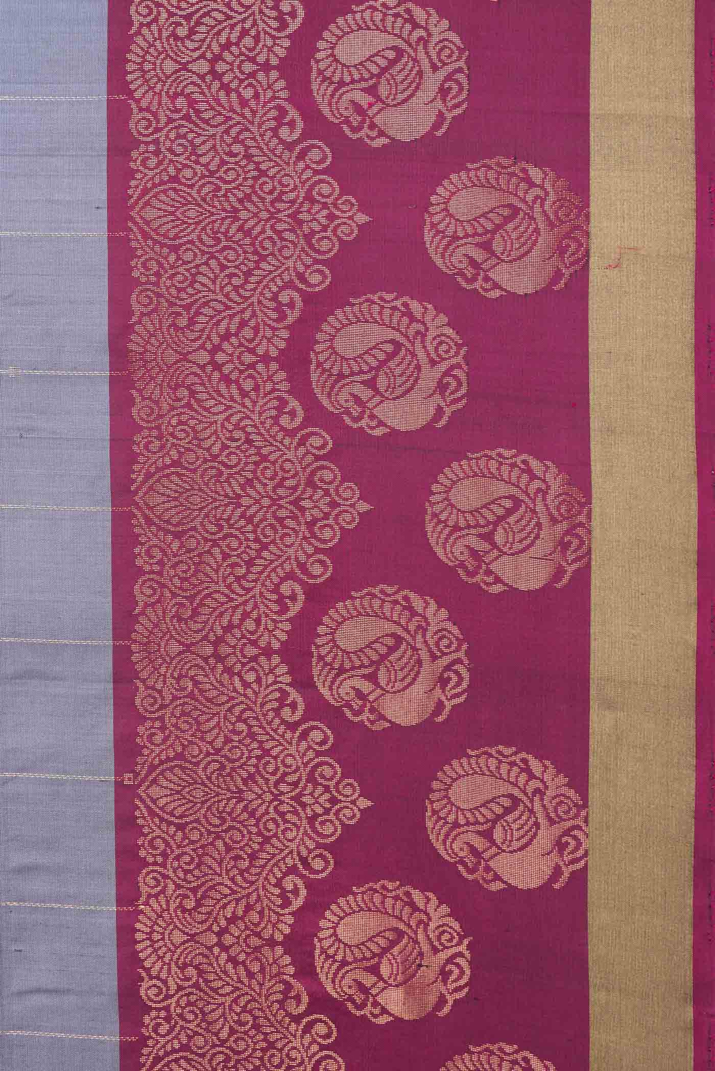 Grey Dual Tone Soft Silk Saree - Image 3