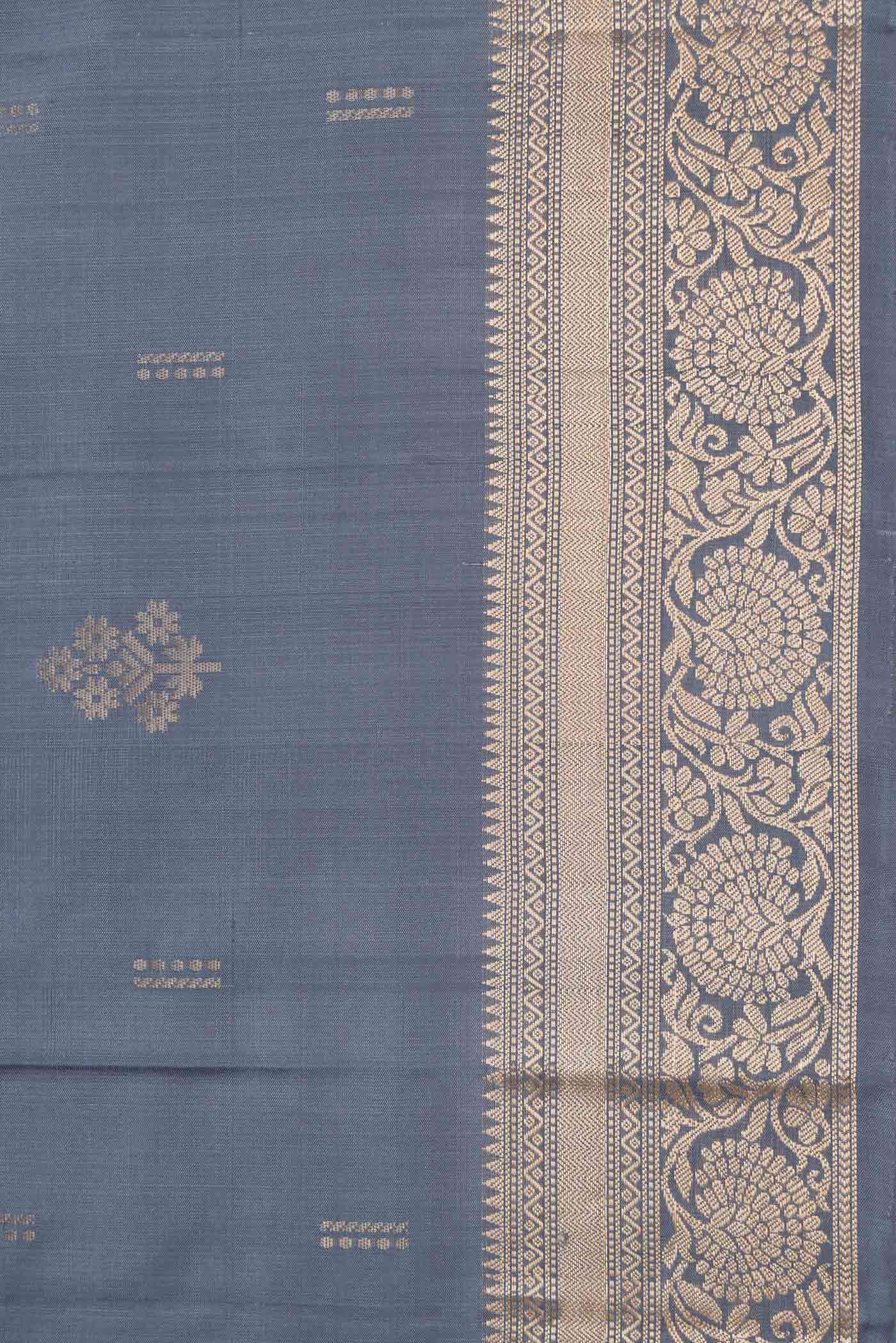 Grey Dual Tone Soft Silk Saree - Image 3