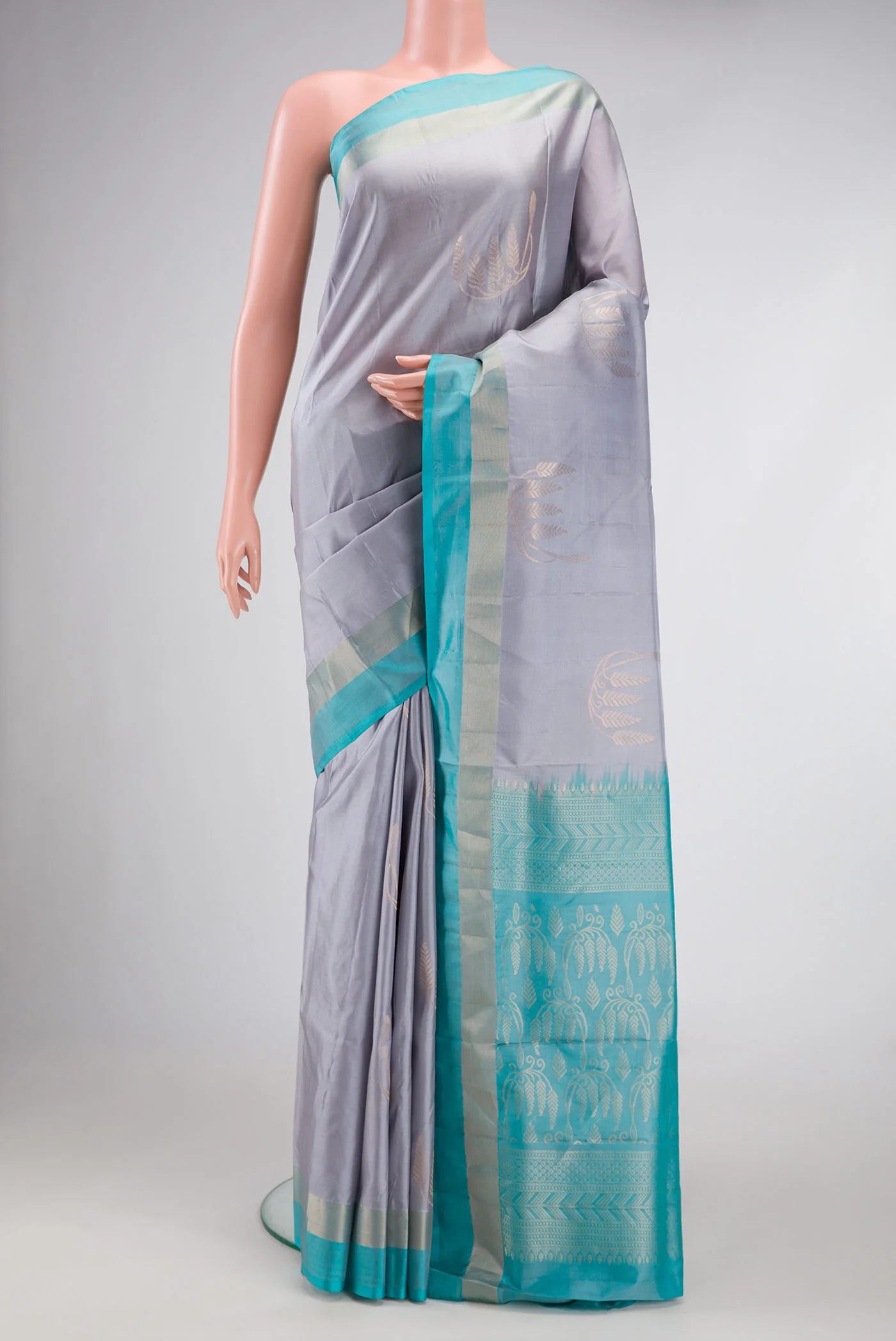 Blue Grey Soft Silk Saree