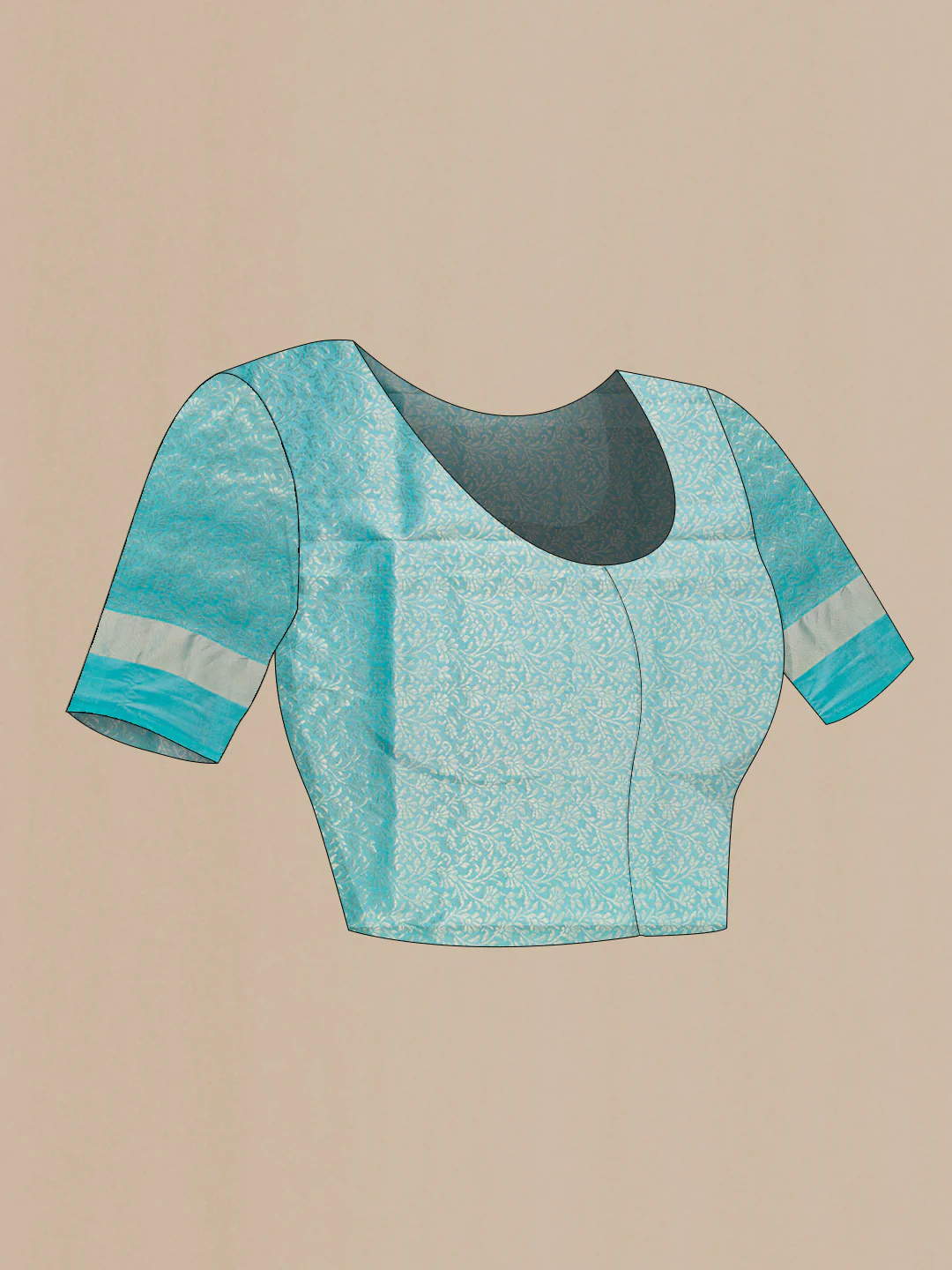 Blue Grey Soft Silk Saree - Image 4
