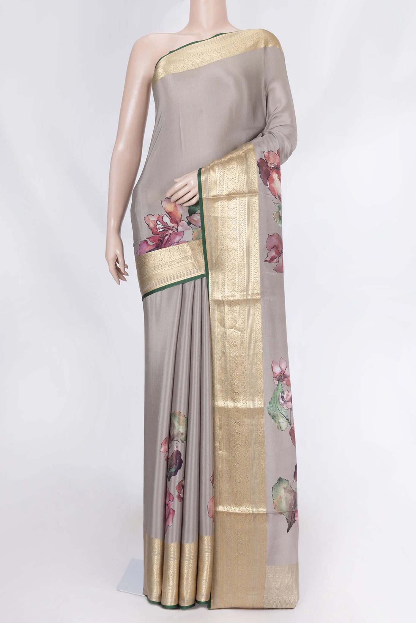 Grey Dual Tone Tussar Silk Saree