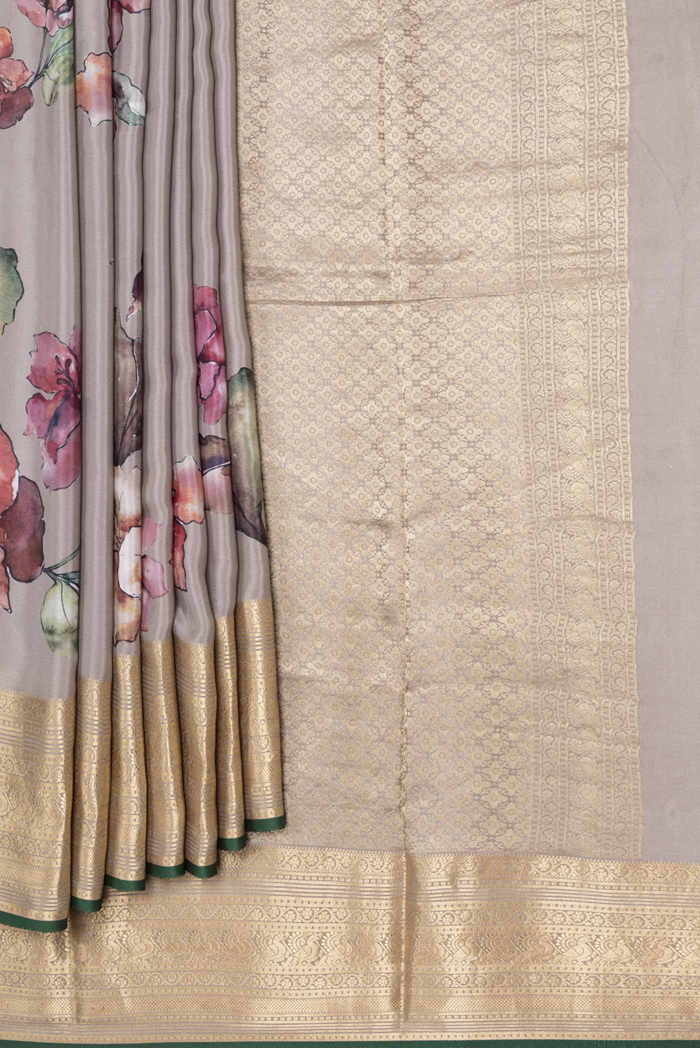 Grey Dual Tone Tussar Silk Saree - Image 4