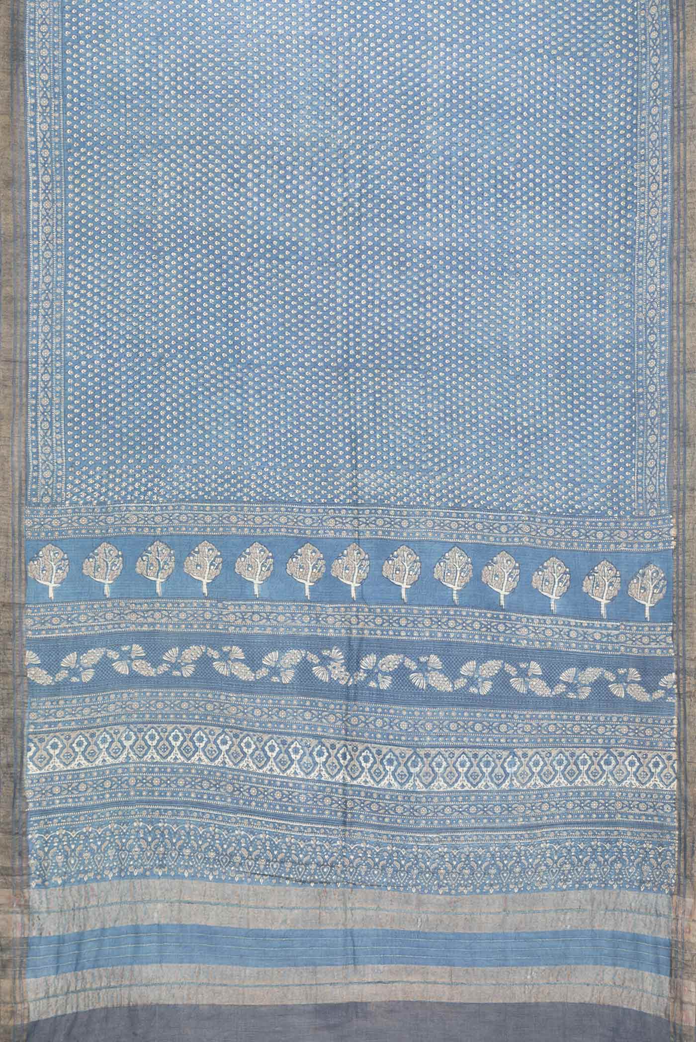 Grey Dual Tone Tussar Silk Saree - Image 6