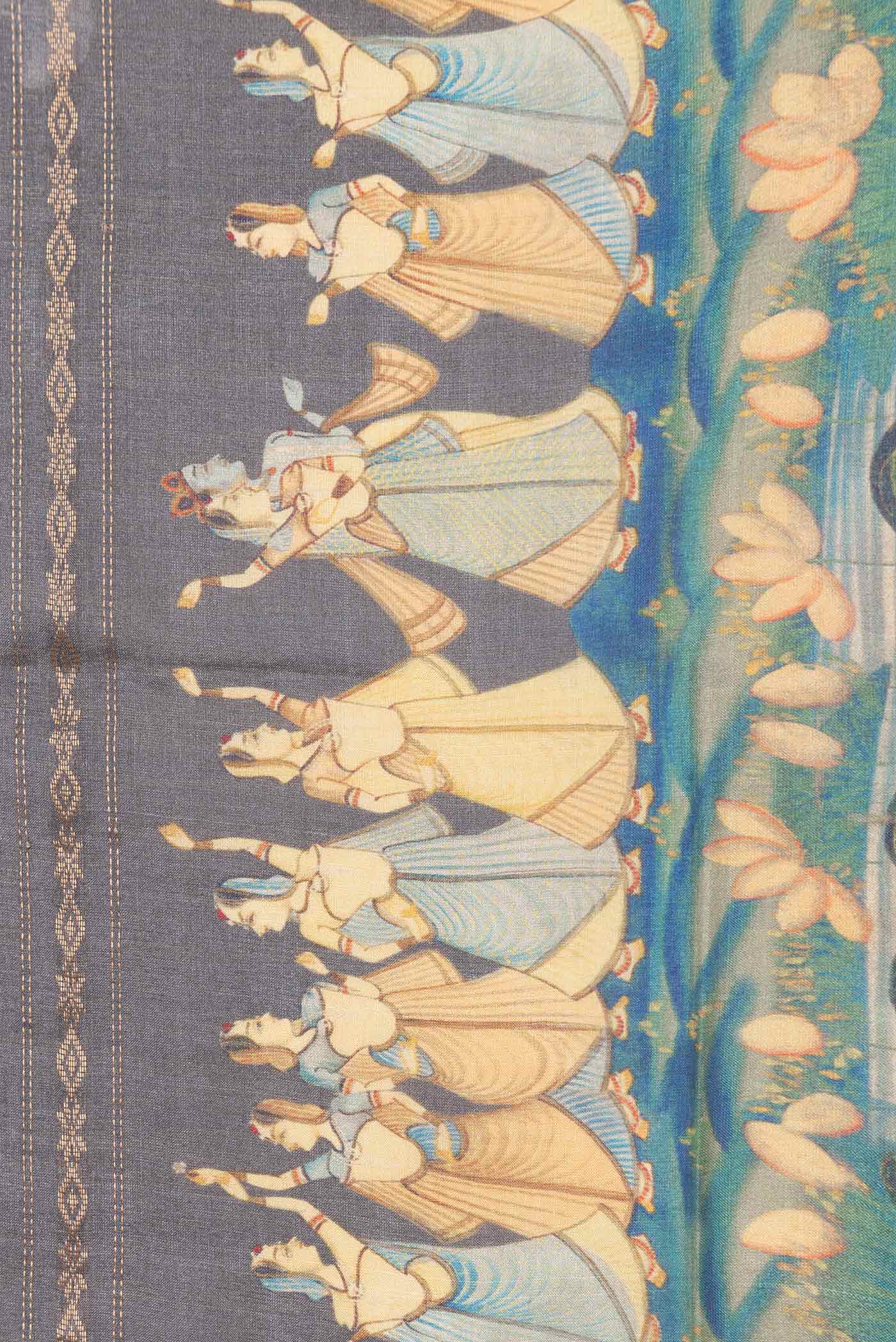 Grey Dual Tone Tussar Silk Saree - Image 3