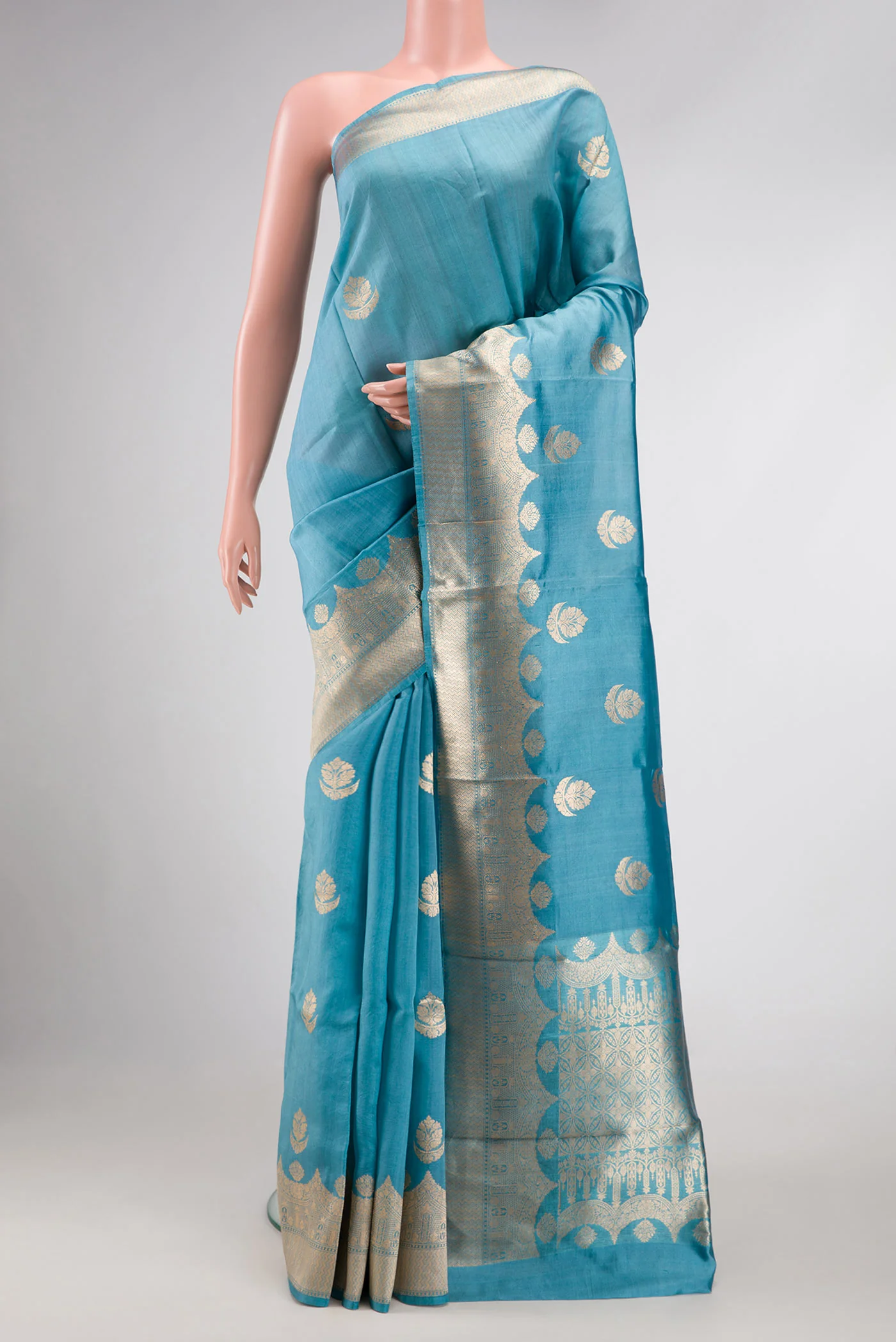 Sky Blue Banarasi Katan Silk Saree